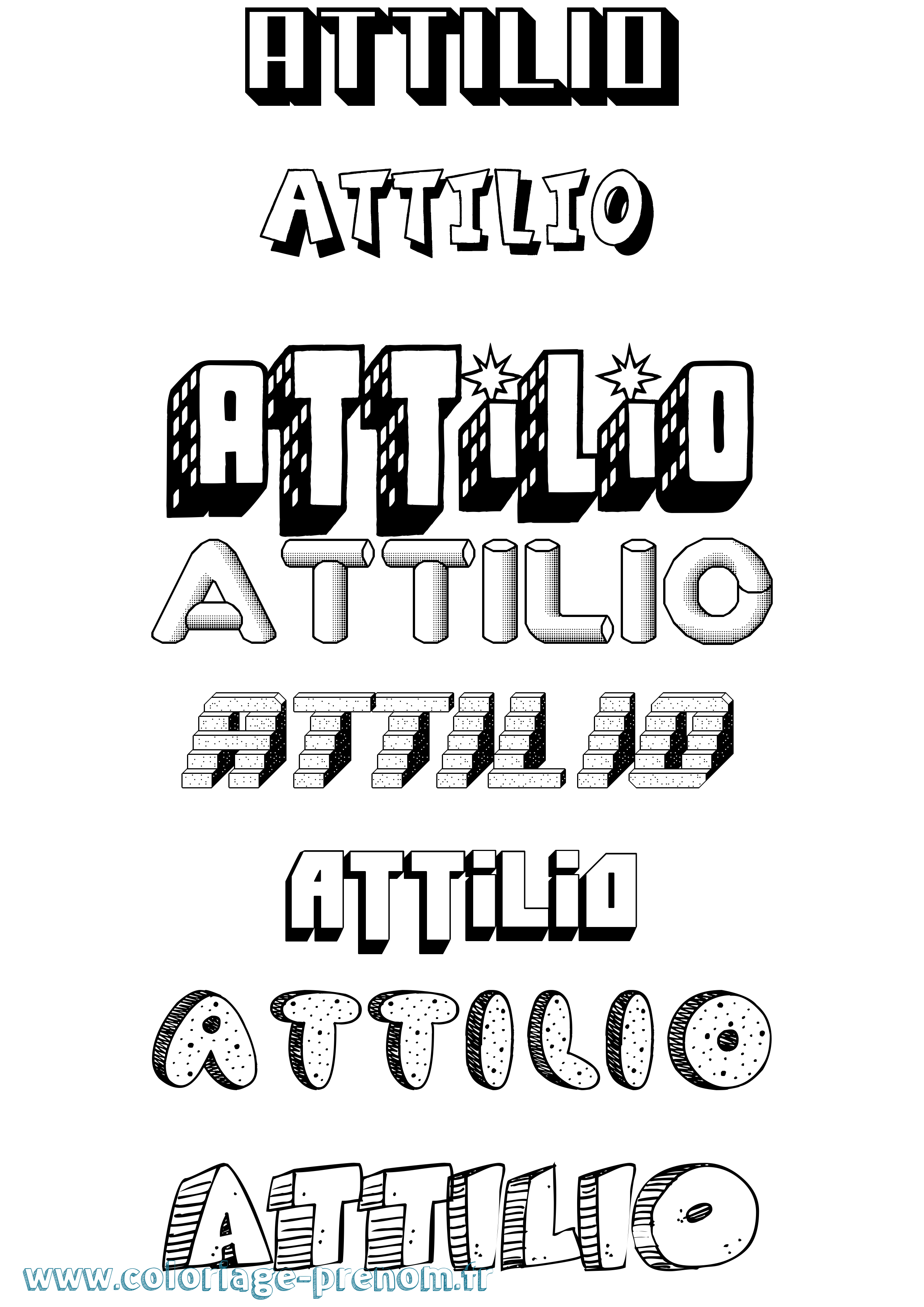 Coloriage prénom Attilio Effet 3D