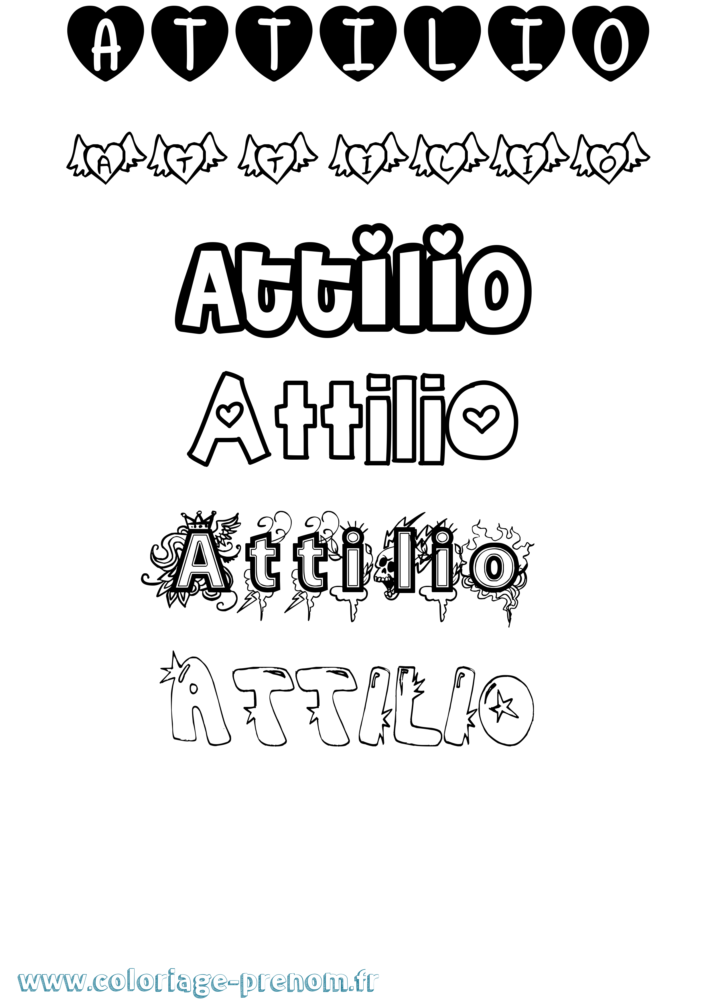 Coloriage prénom Attilio Girly