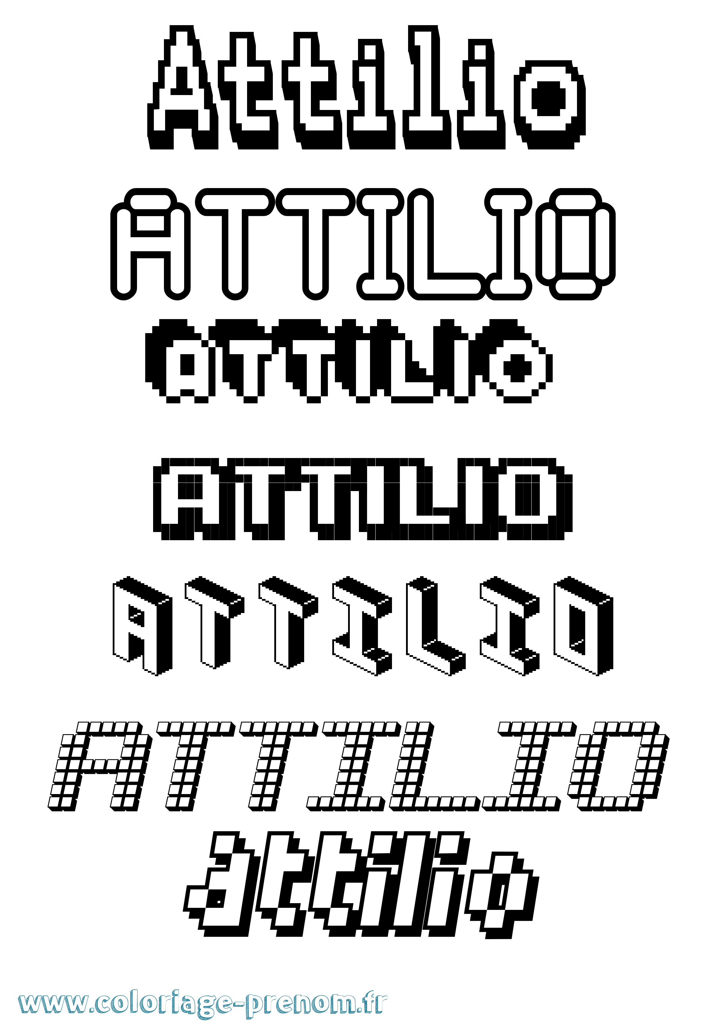 Coloriage prénom Attilio Pixel