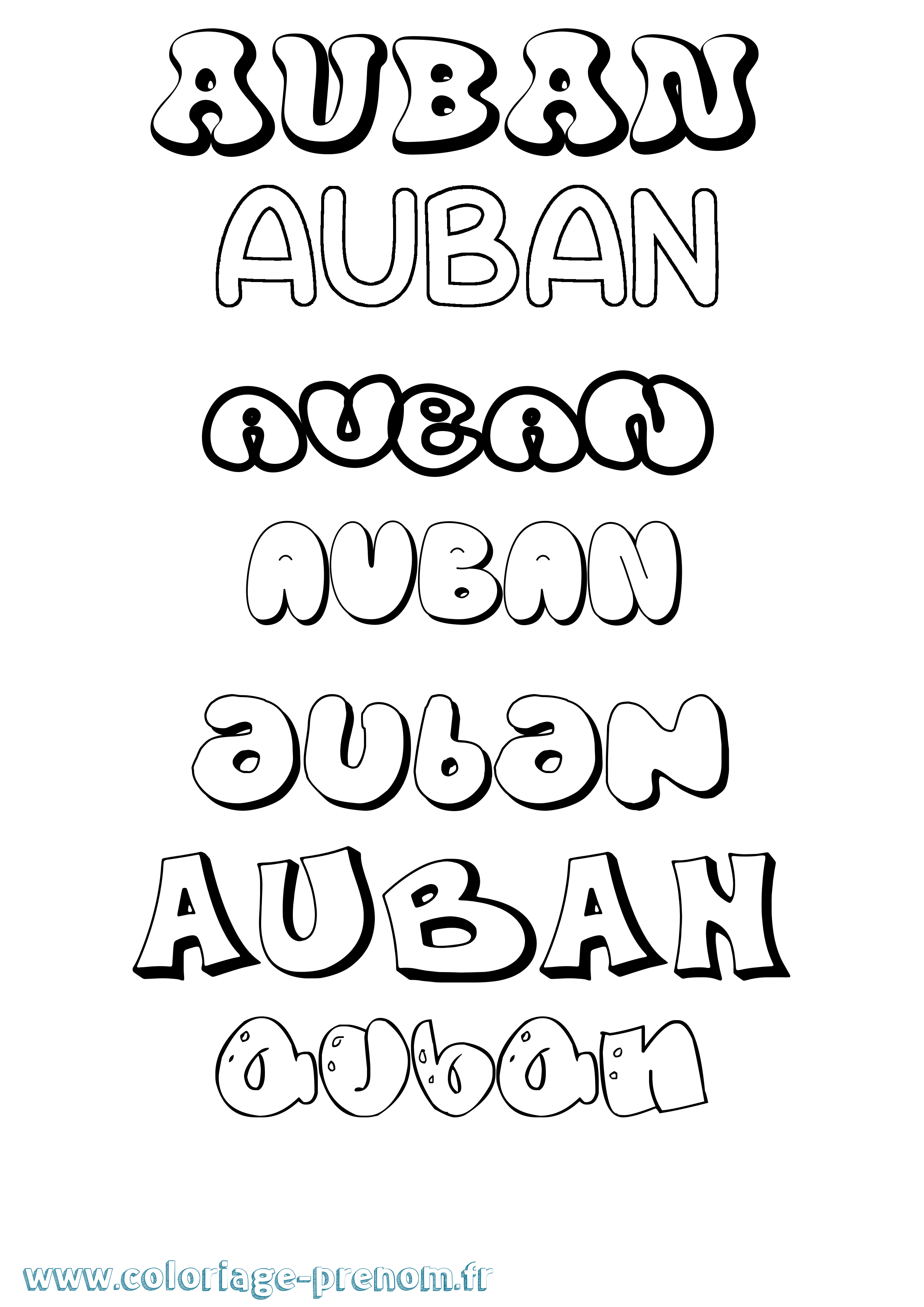 Coloriage prénom Auban Bubble