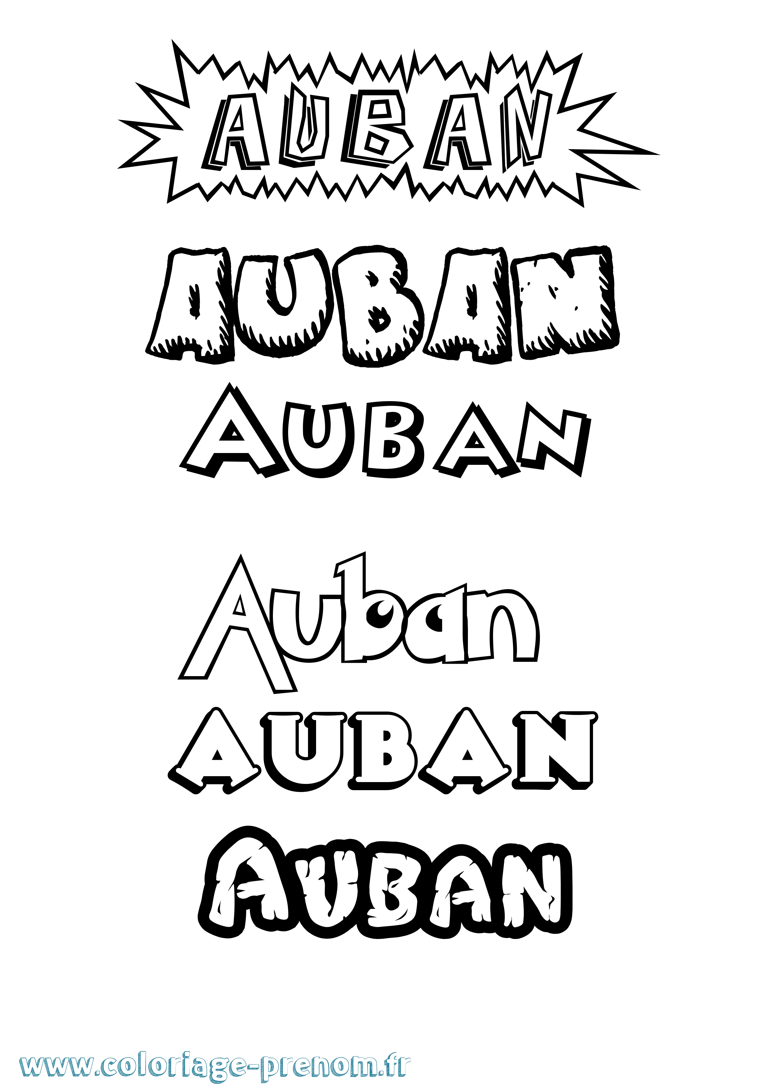 Coloriage prénom Auban Dessin Animé