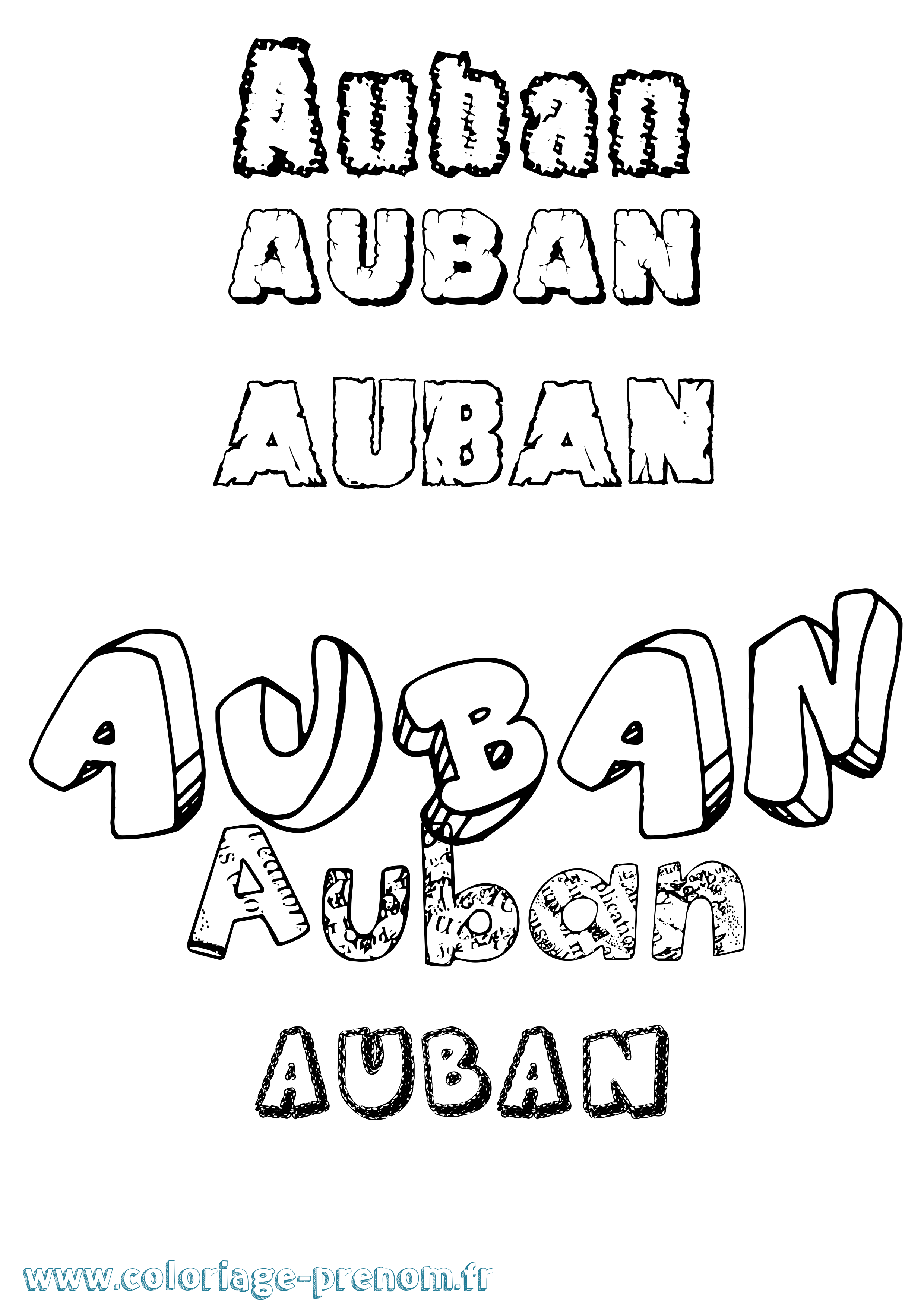 Coloriage prénom Auban Destructuré