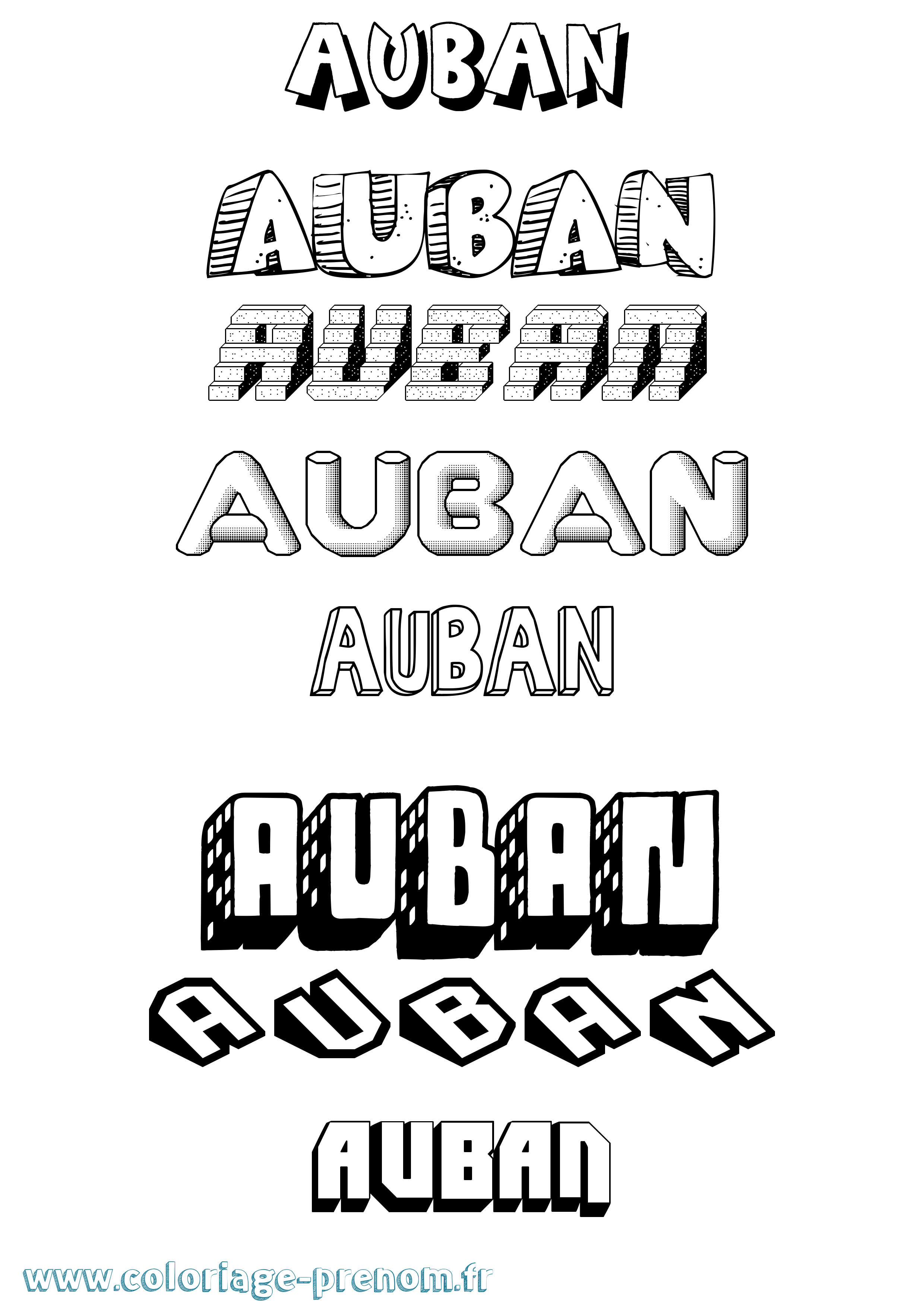 Coloriage prénom Auban Effet 3D