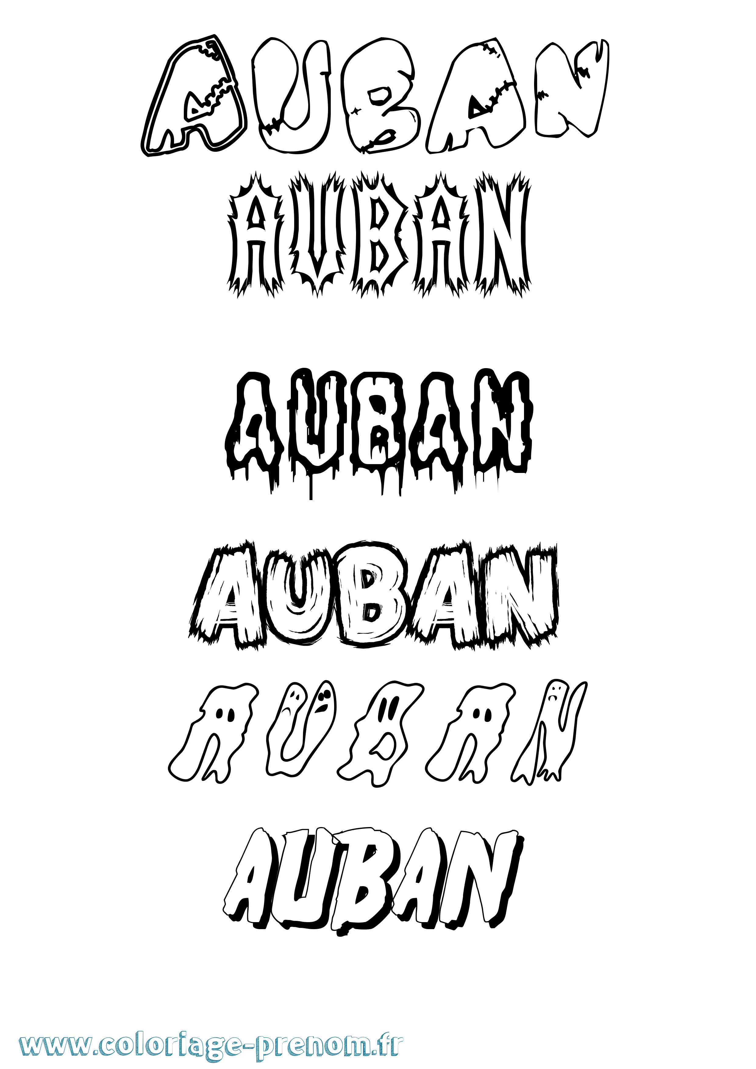 Coloriage prénom Auban Frisson