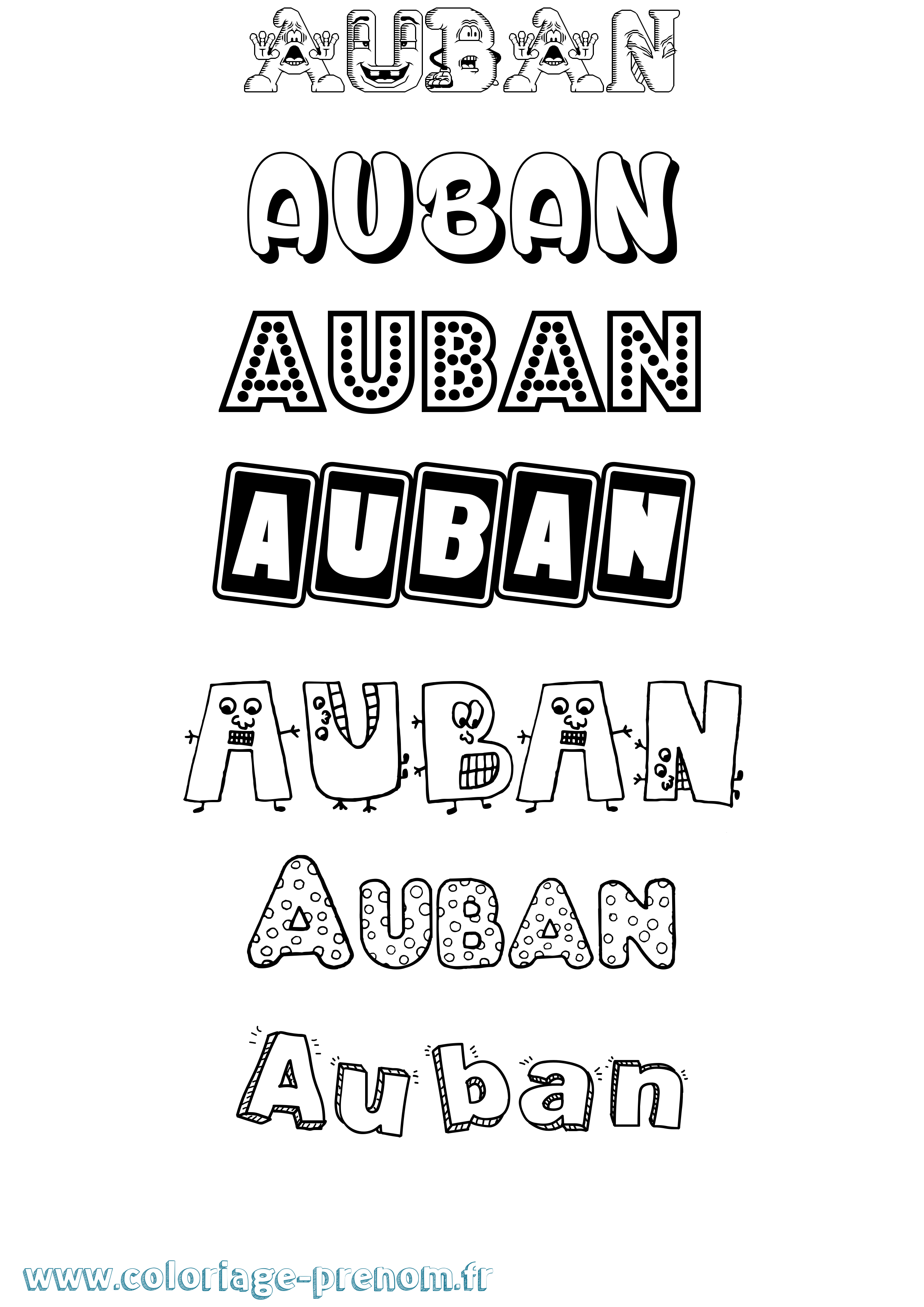 Coloriage prénom Auban Fun