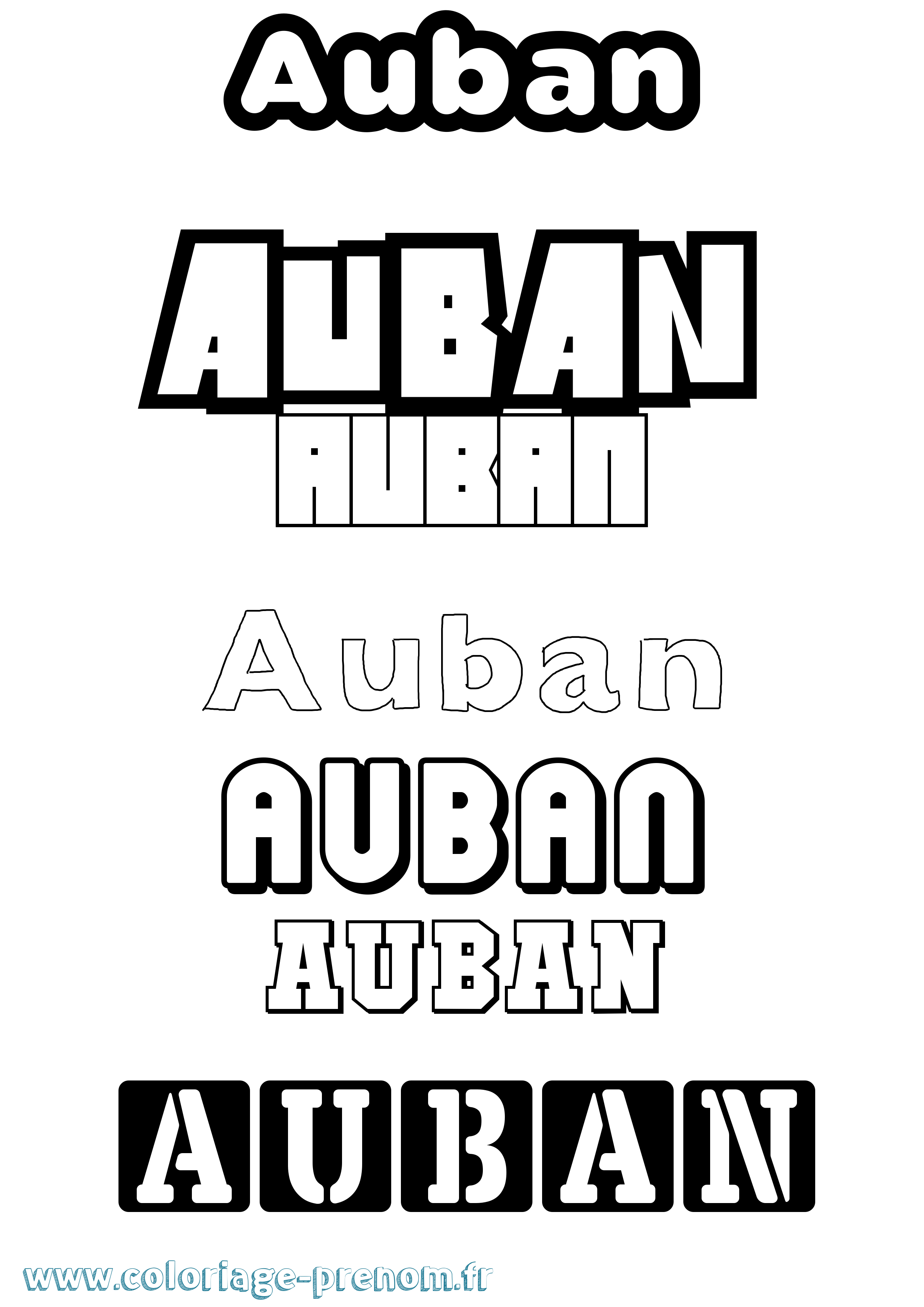 Coloriage prénom Auban Simple