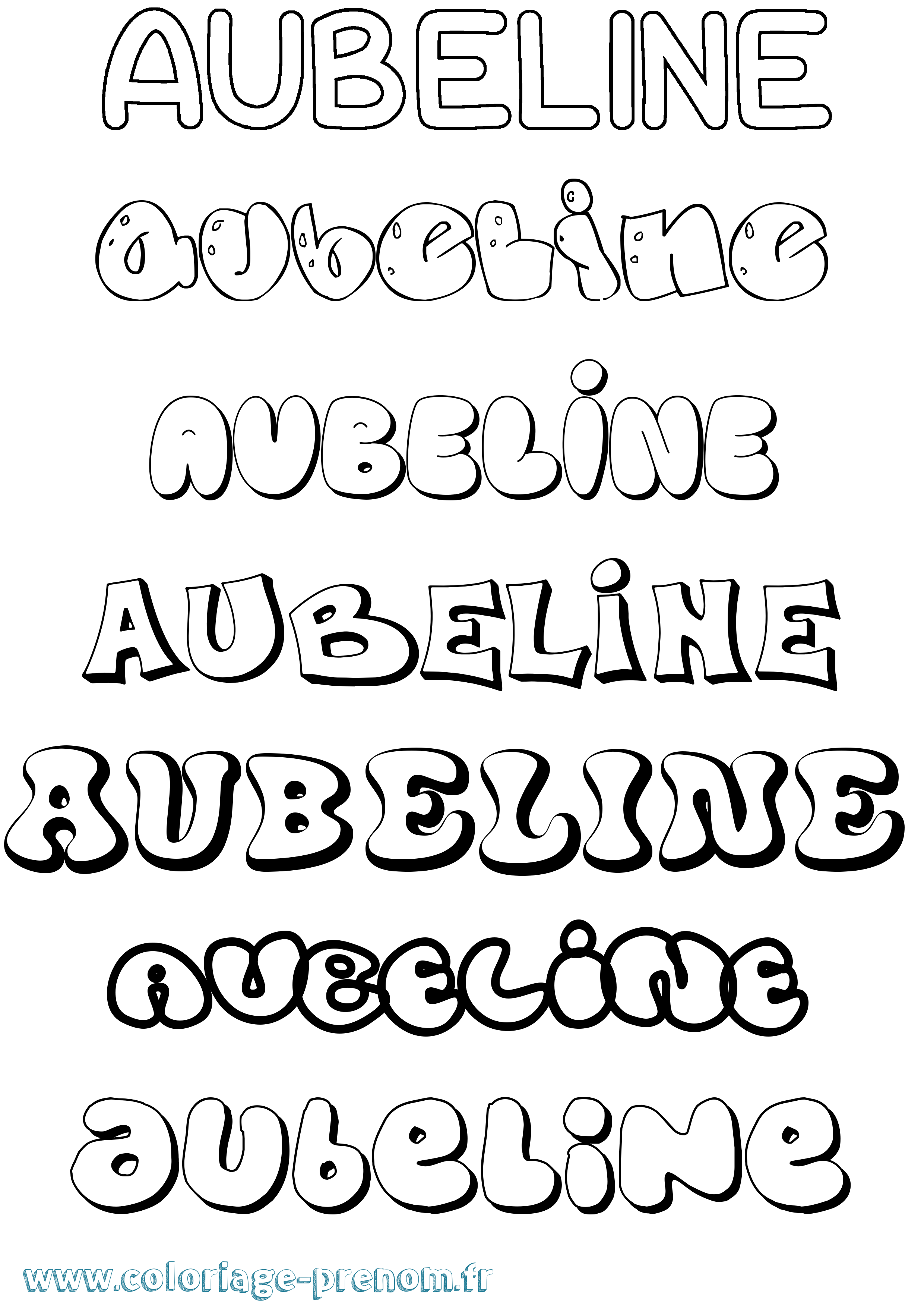 Coloriage prénom Aubeline Bubble