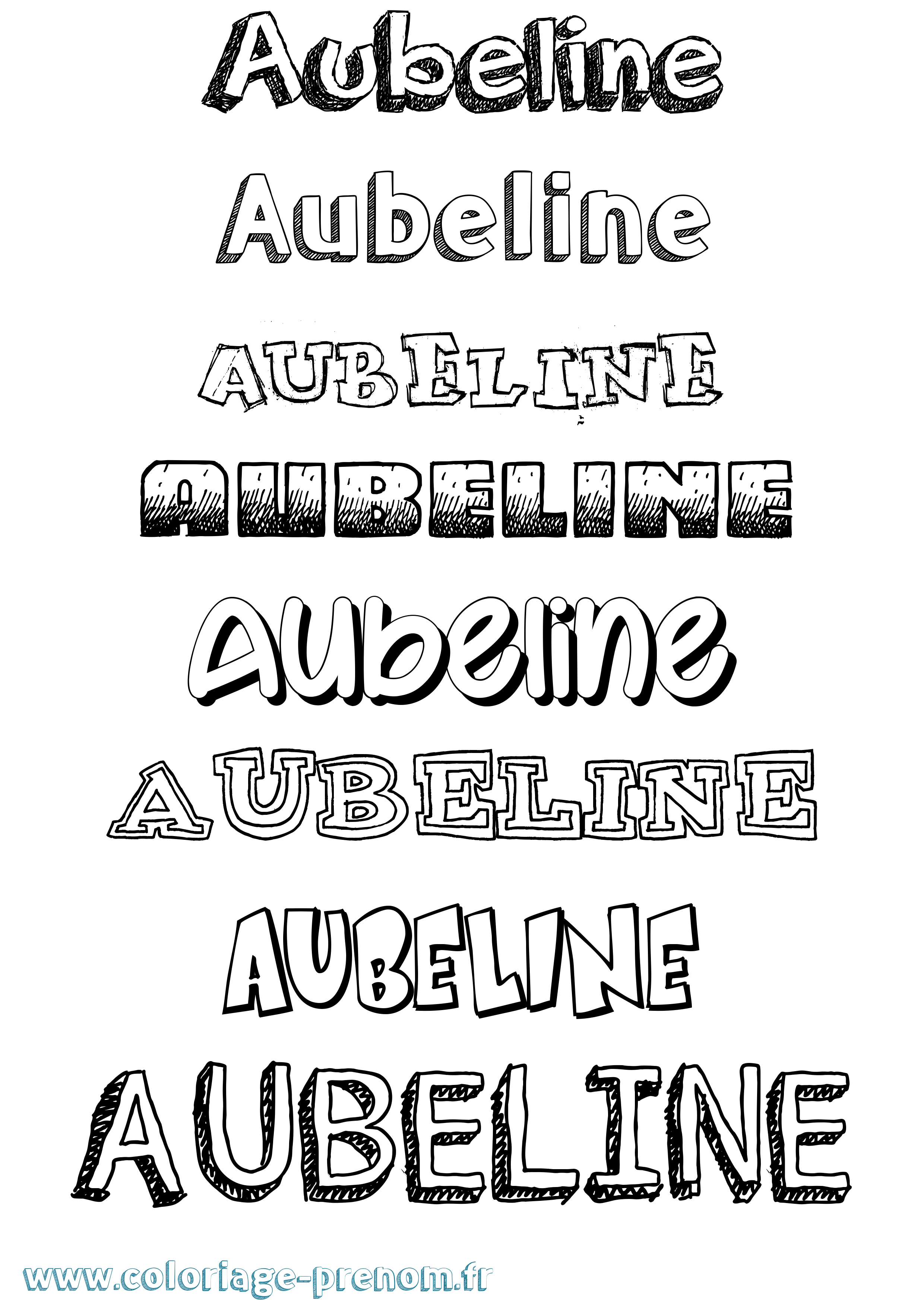Coloriage prénom Aubeline Dessiné