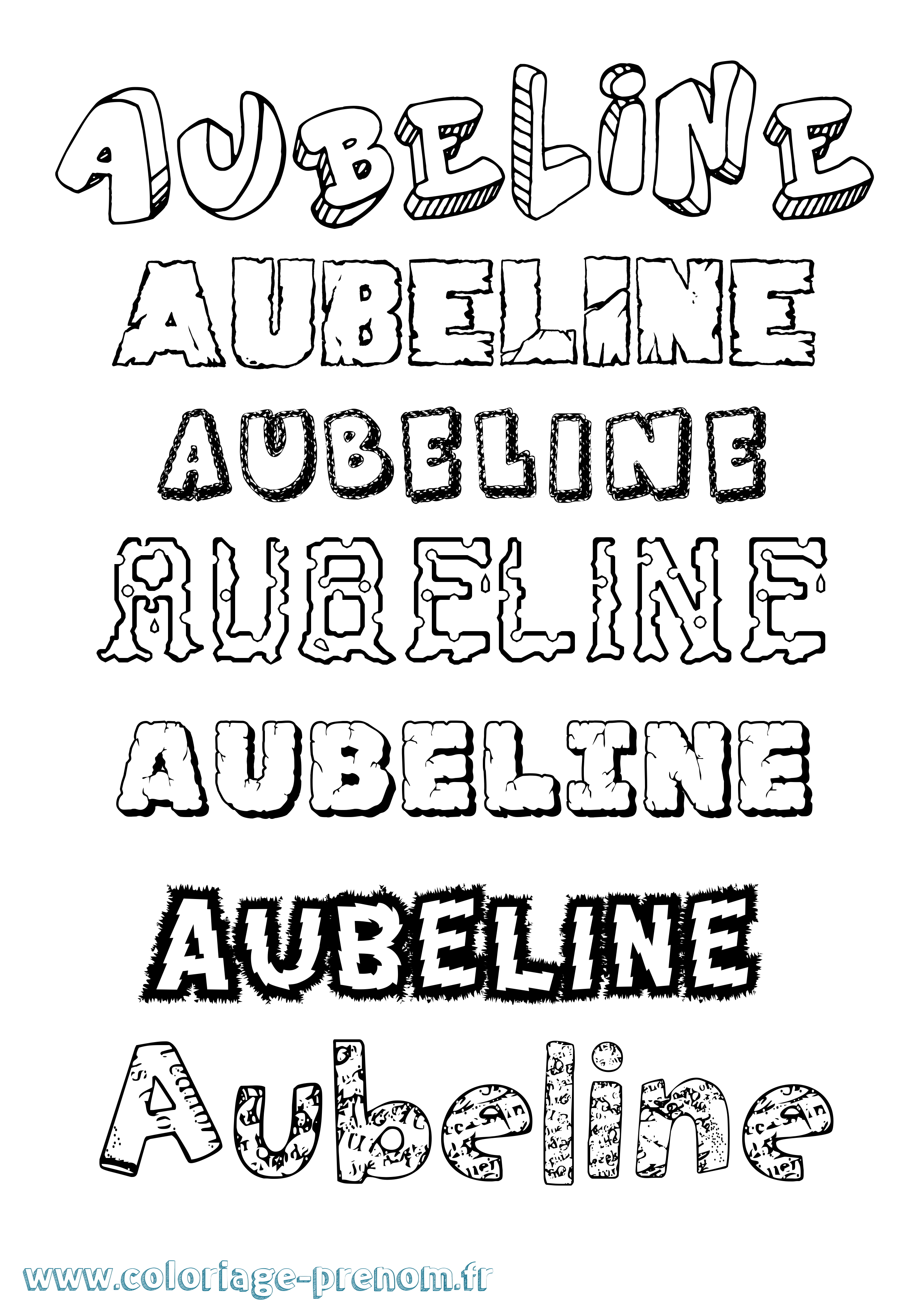 Coloriage prénom Aubeline Destructuré