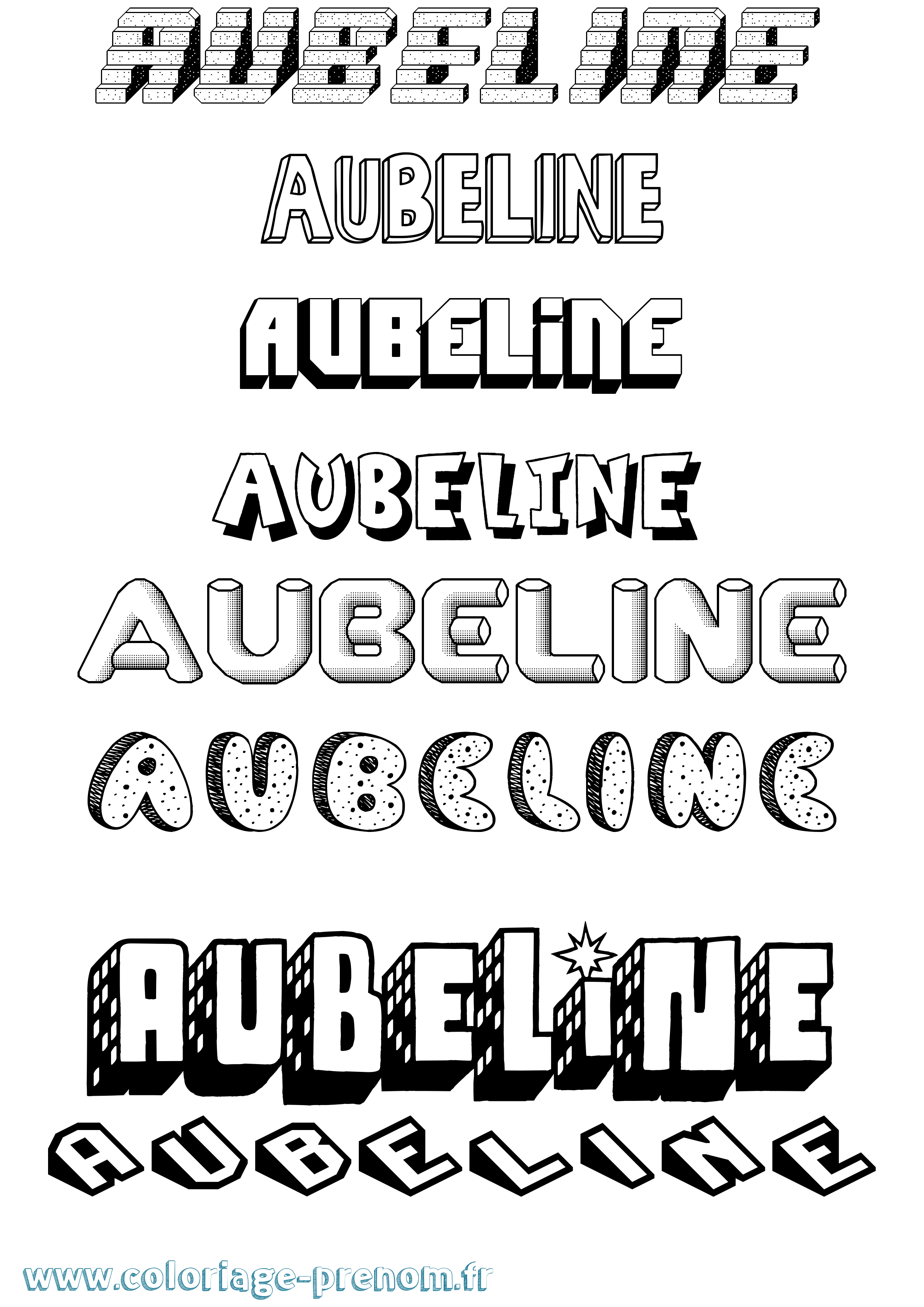 Coloriage prénom Aubeline Effet 3D