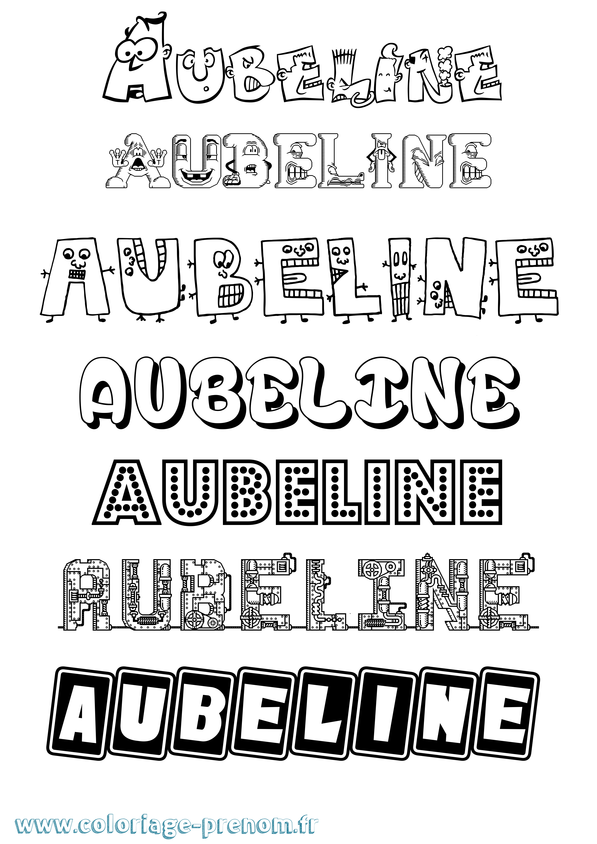 Coloriage prénom Aubeline Fun