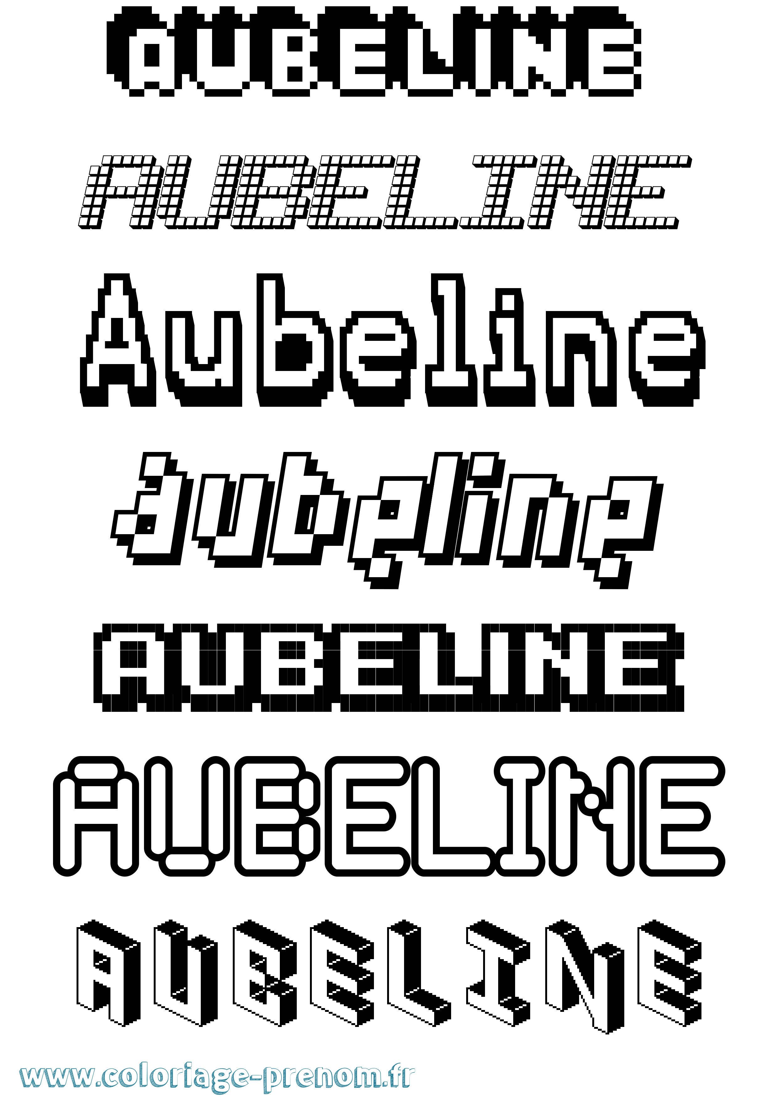 Coloriage prénom Aubeline Pixel