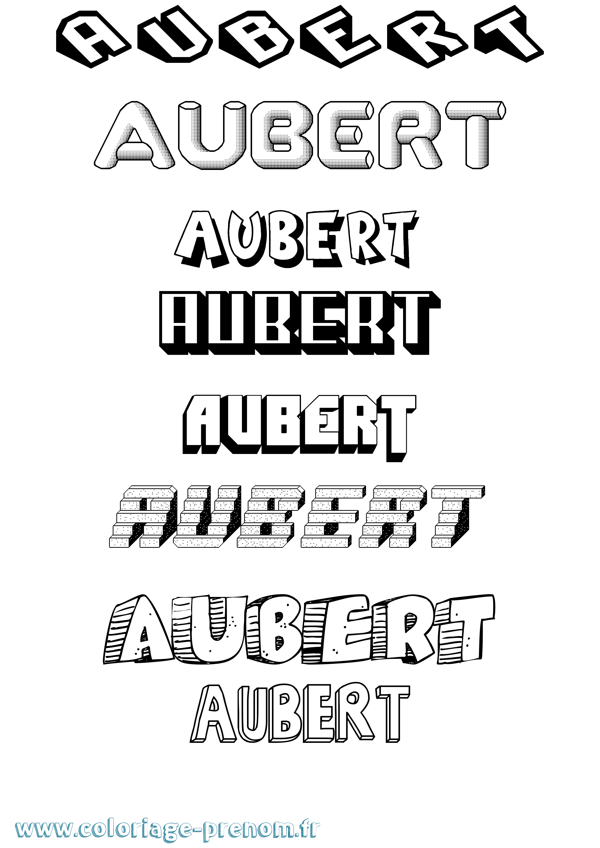 Coloriage prénom Aubert Effet 3D