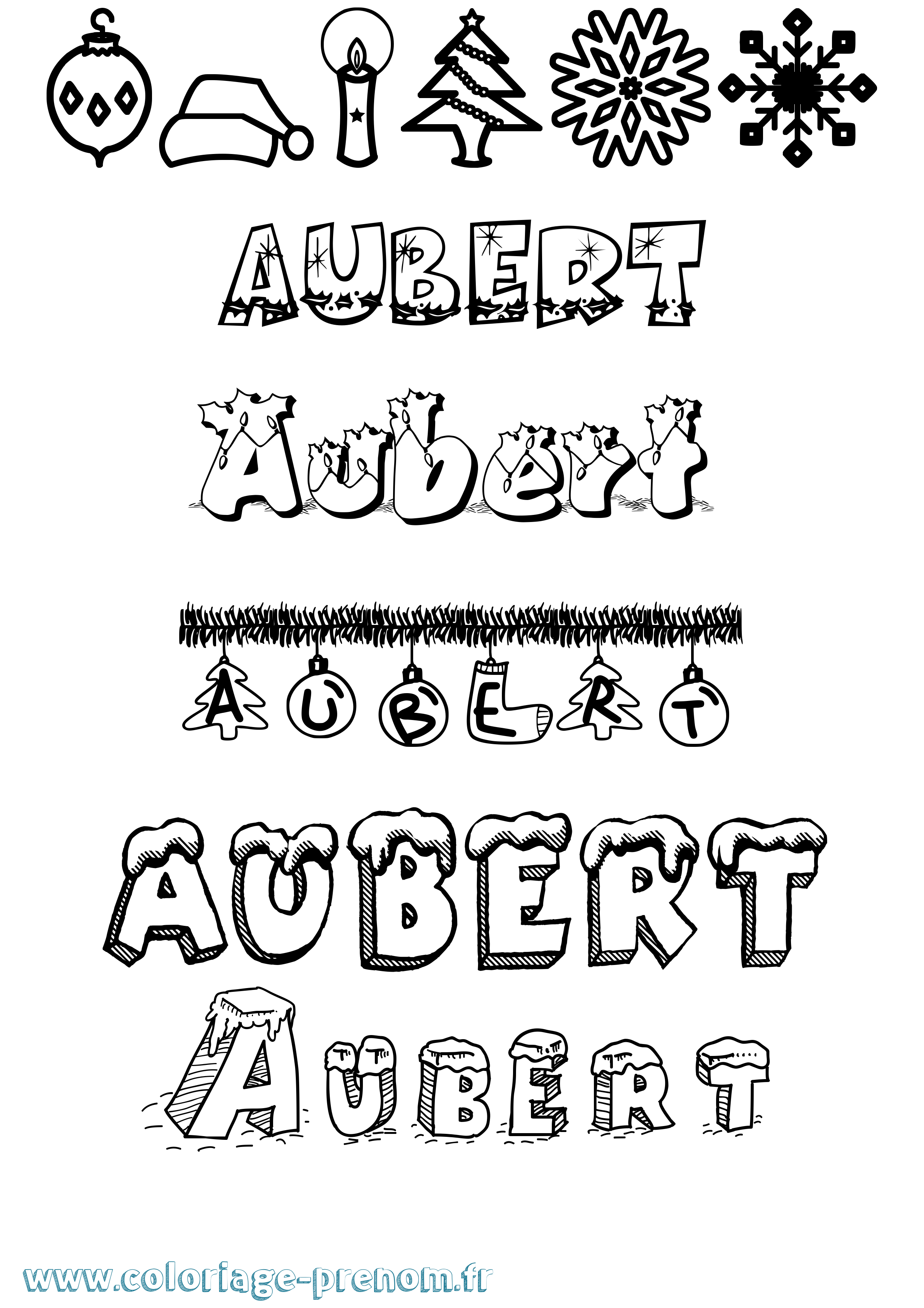 Coloriage prénom Aubert Noël
