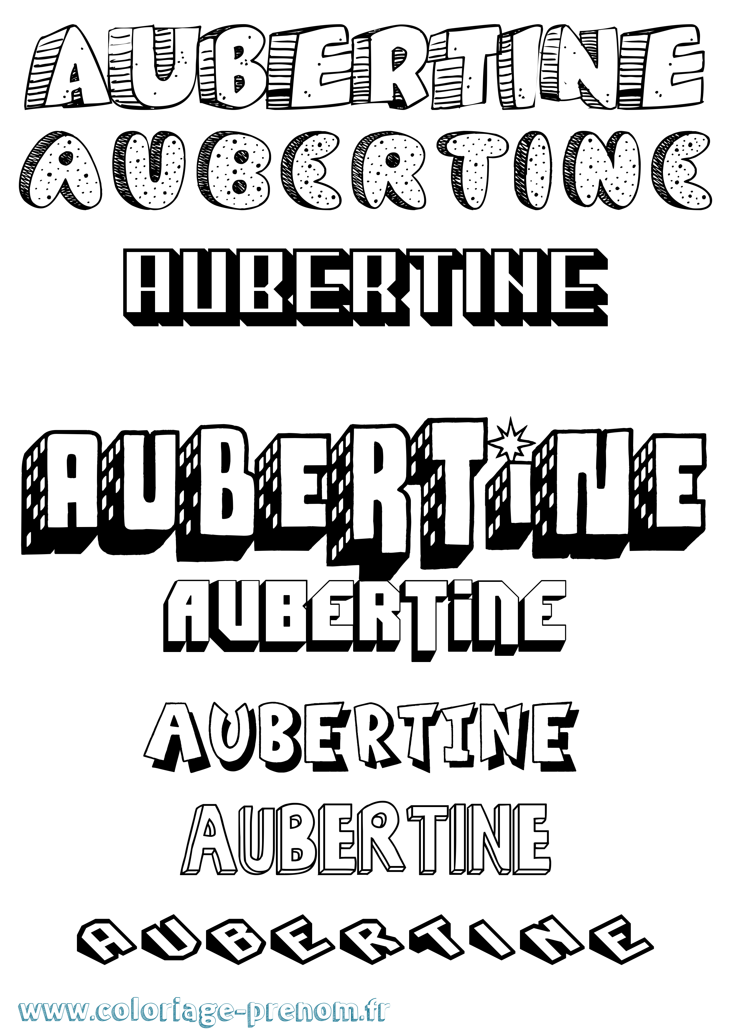 Coloriage prénom Aubertine Effet 3D