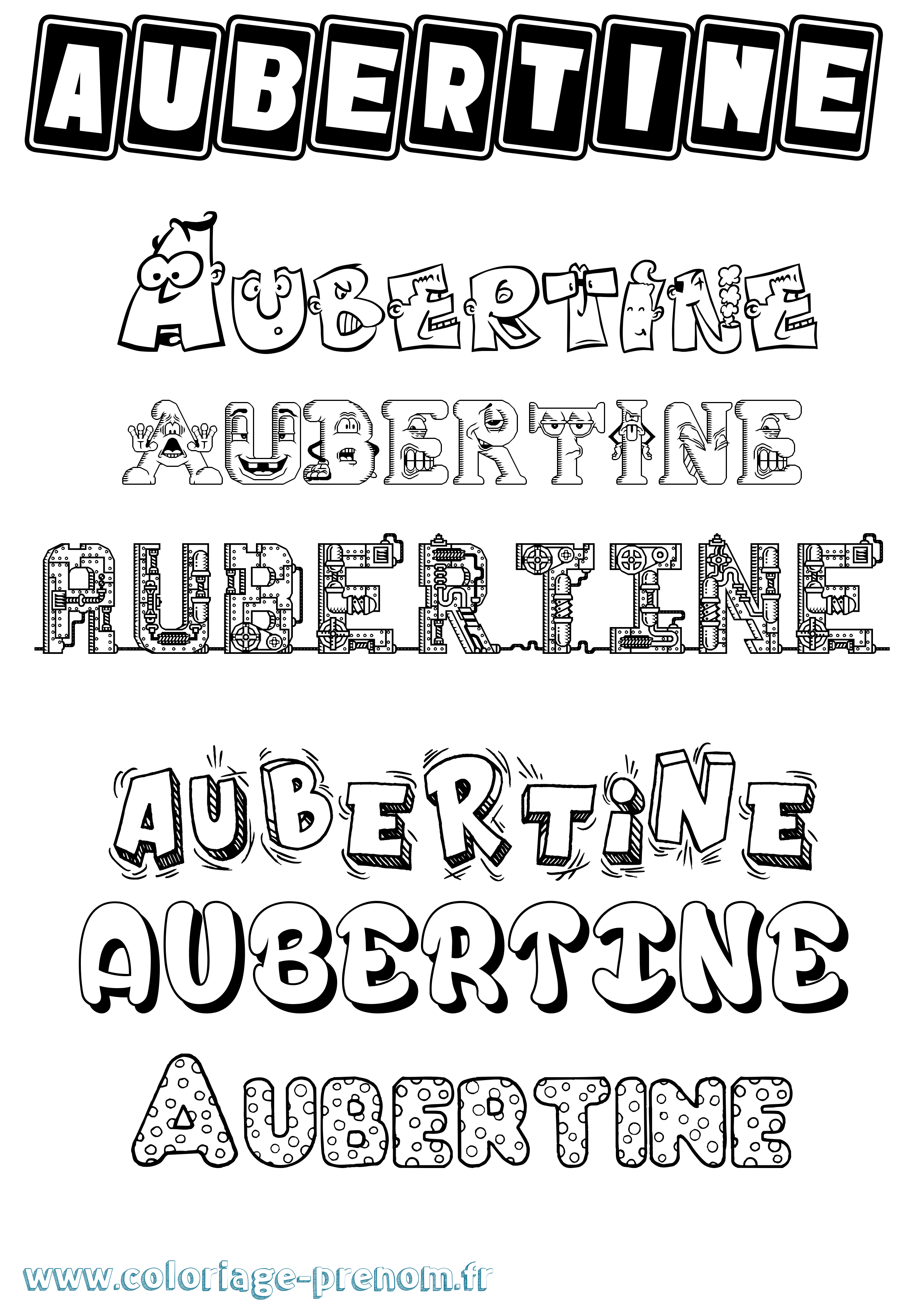 Coloriage prénom Aubertine Fun