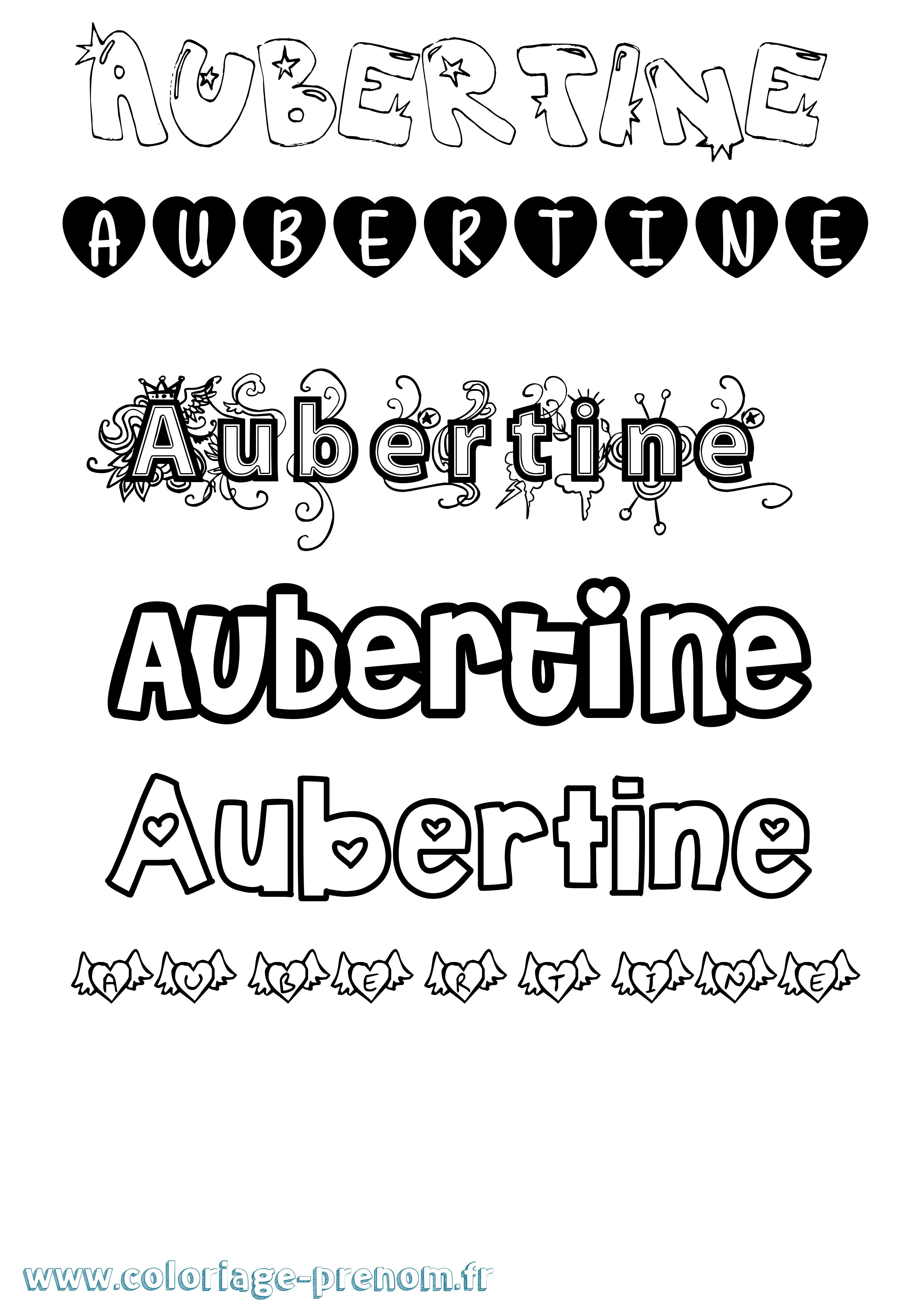 Coloriage prénom Aubertine Girly
