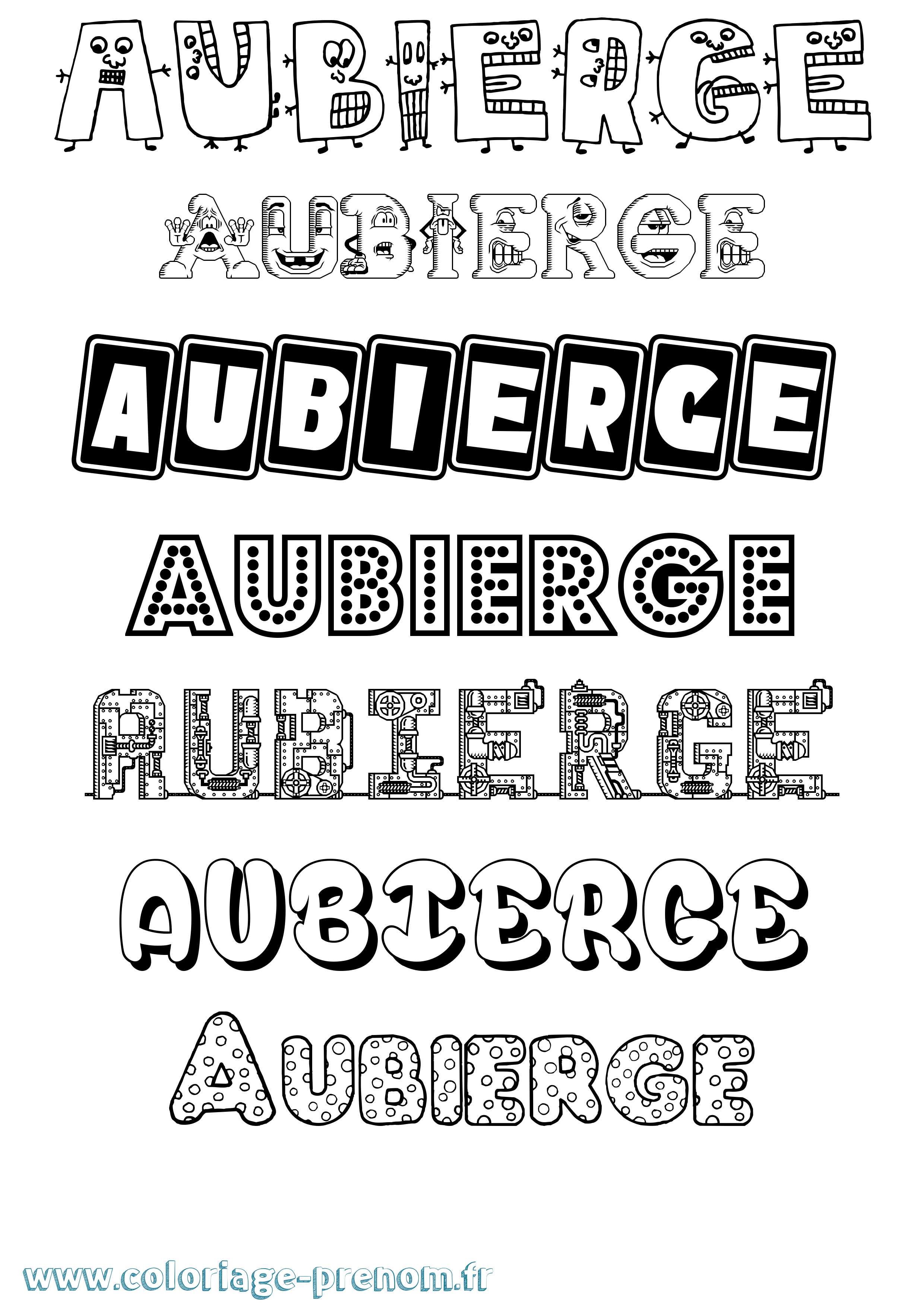 Coloriage prénom Aubierge Fun