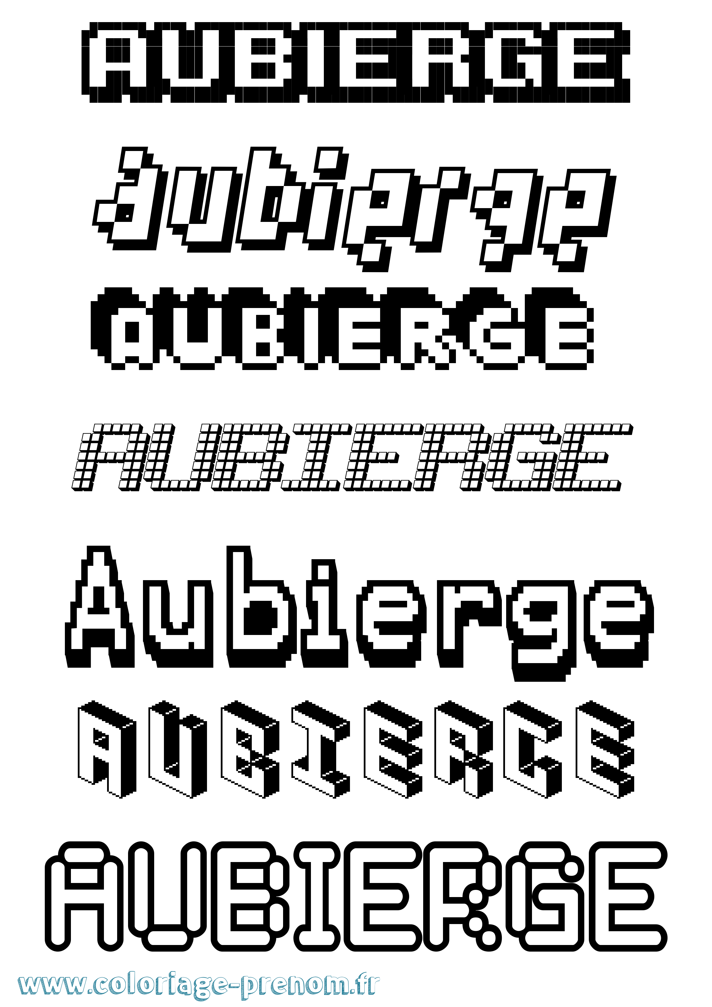Coloriage prénom Aubierge Pixel