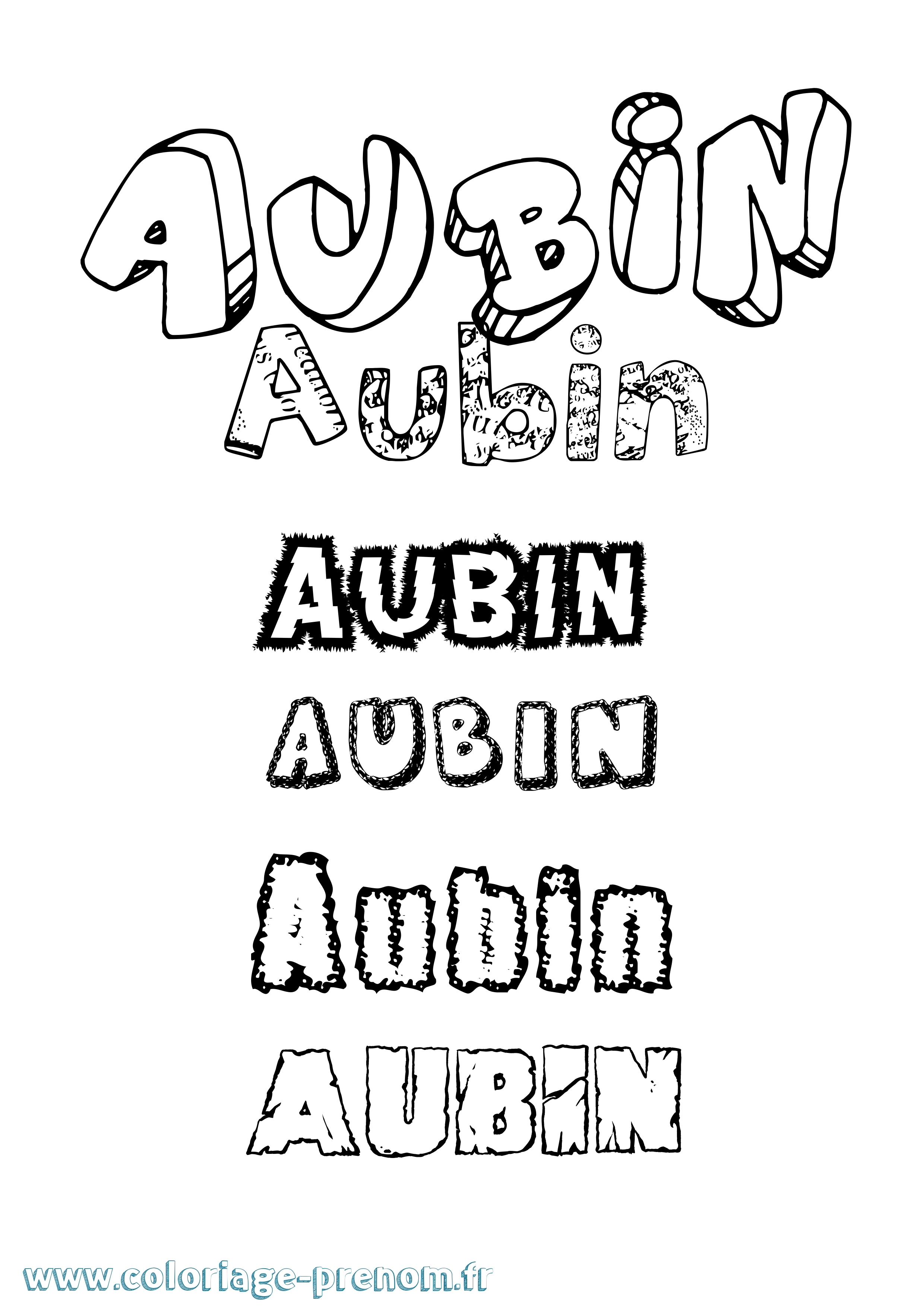 Coloriage prénom Aubin