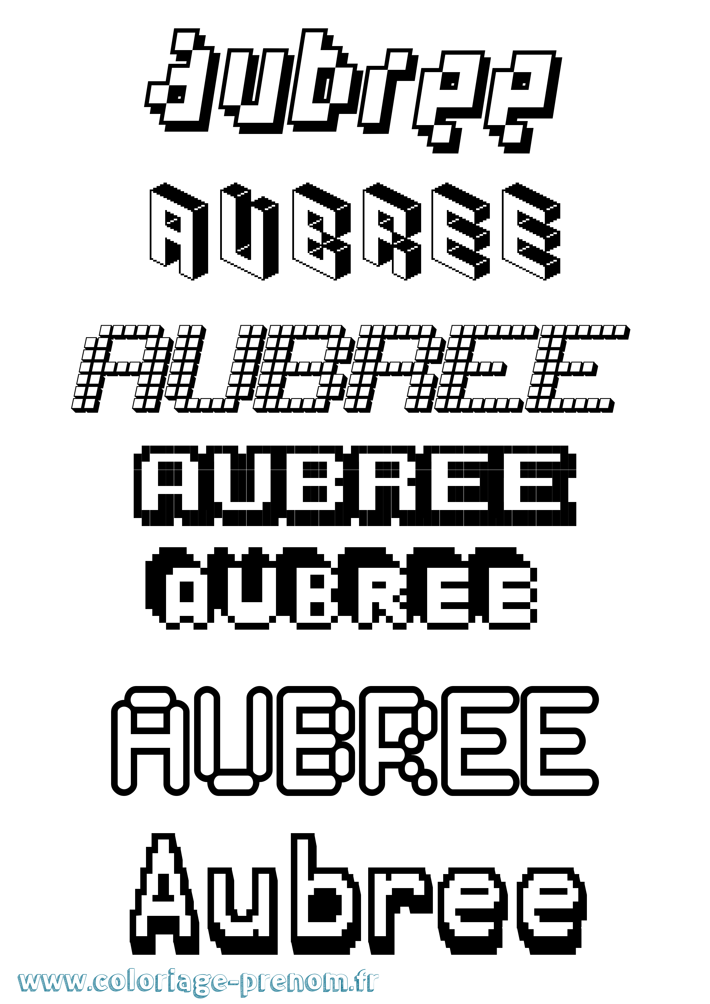 Coloriage prénom Aubree Pixel