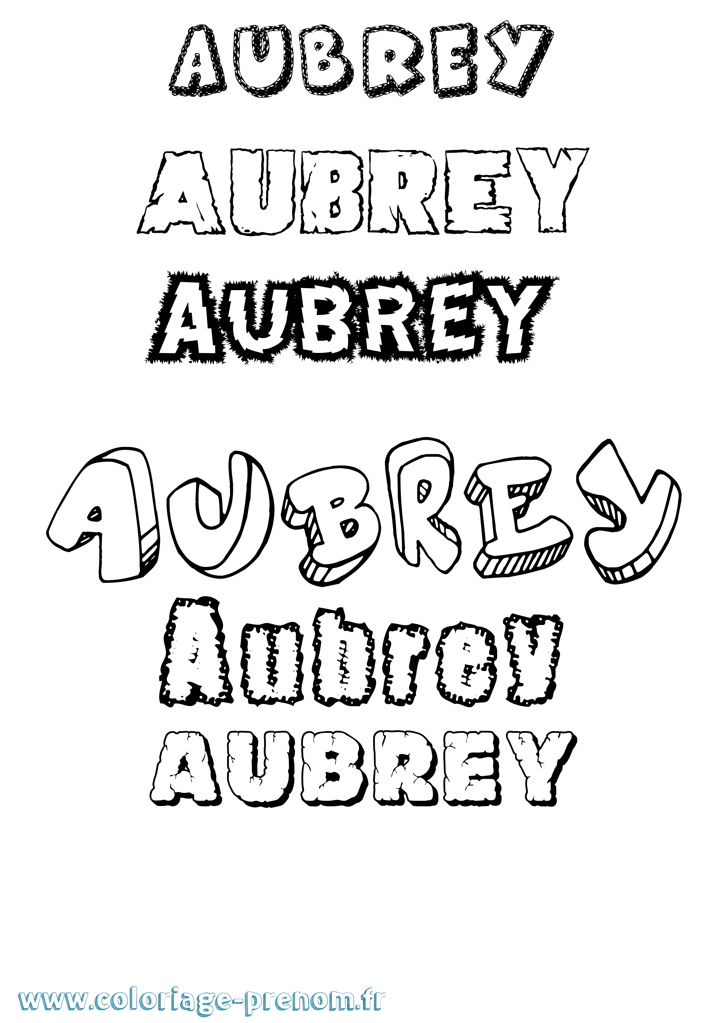 Coloriage prénom Aubrey Destructuré