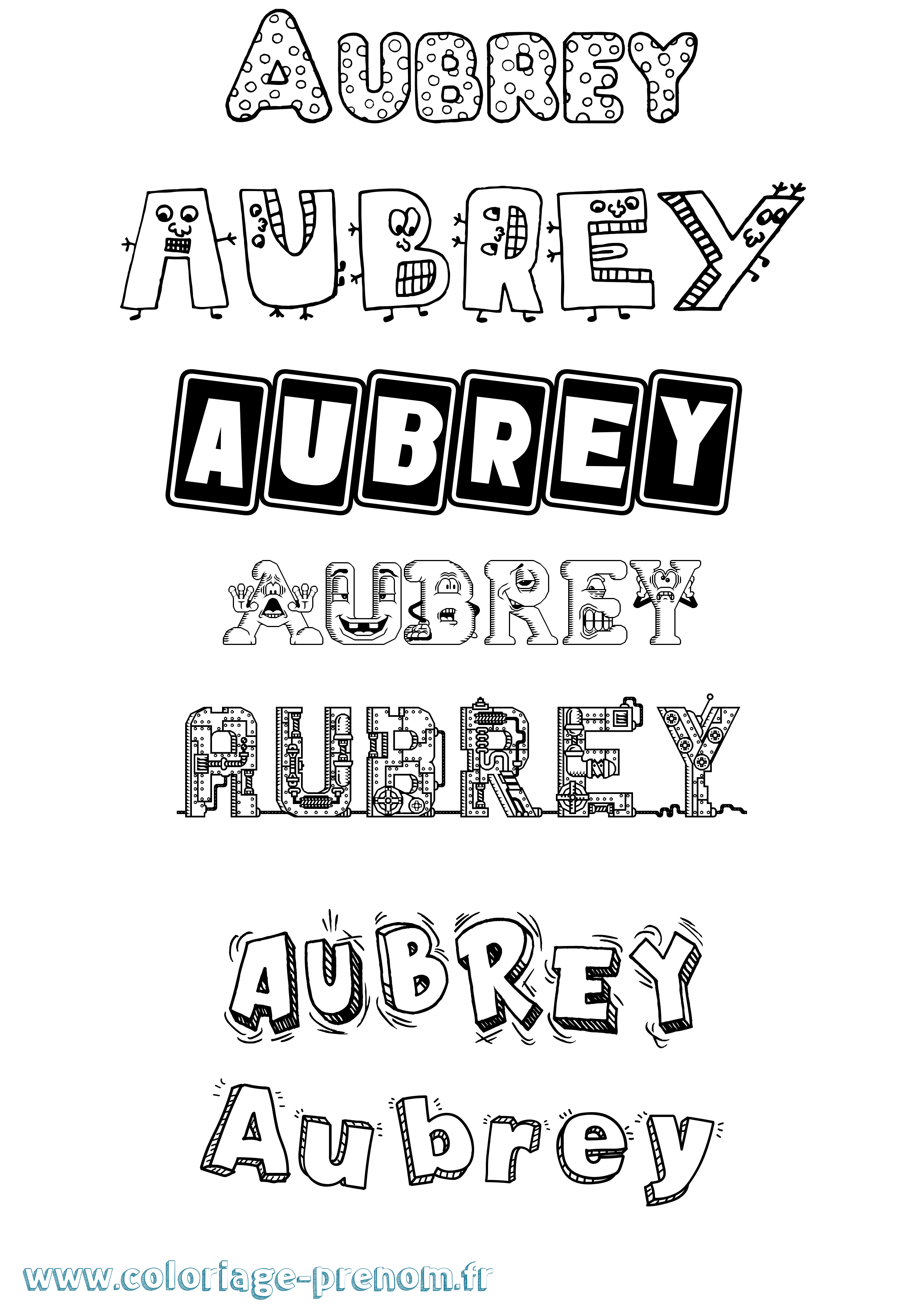 Coloriage prénom Aubrey Fun