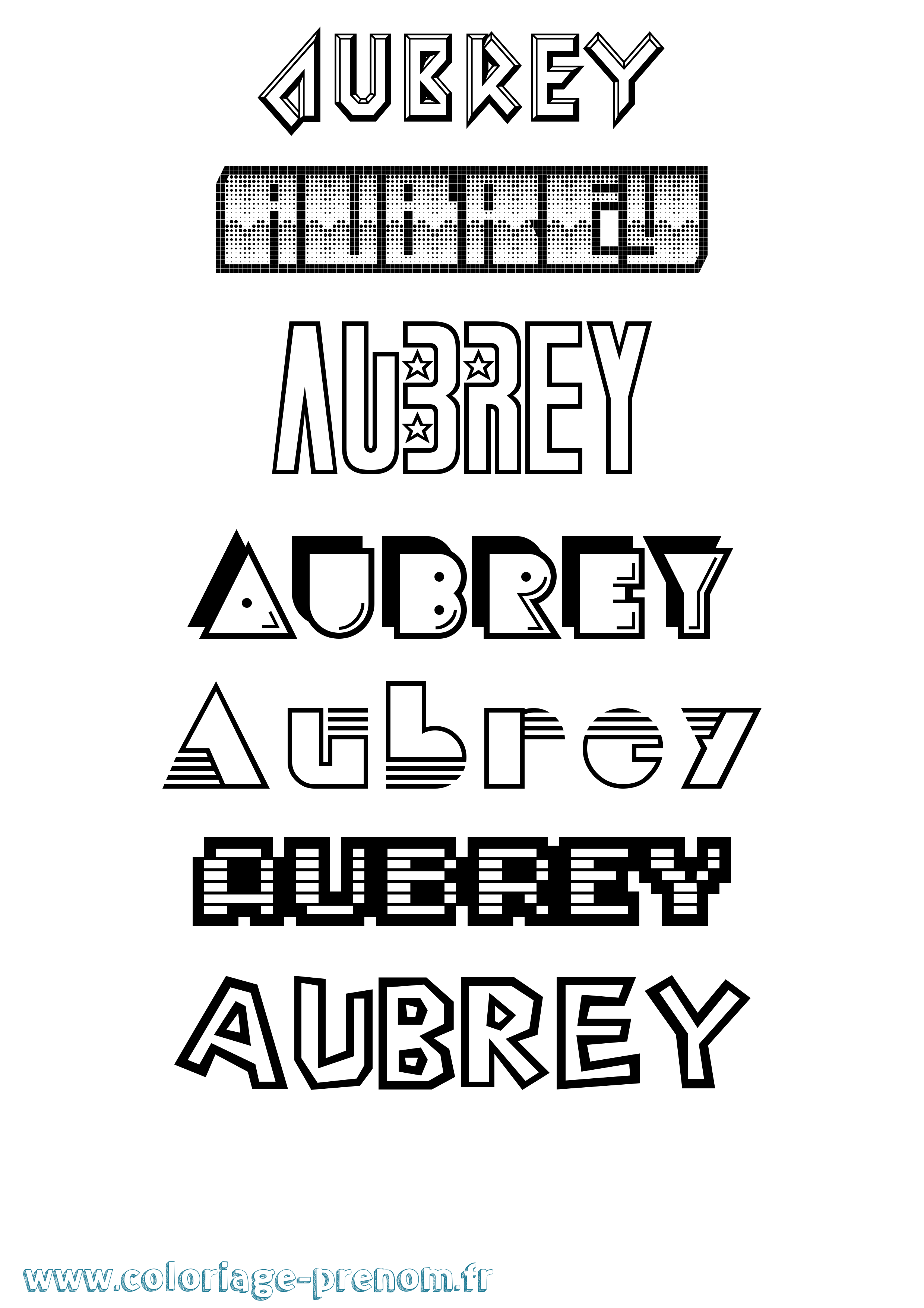 Coloriage prénom Aubrey Jeux Vidéos