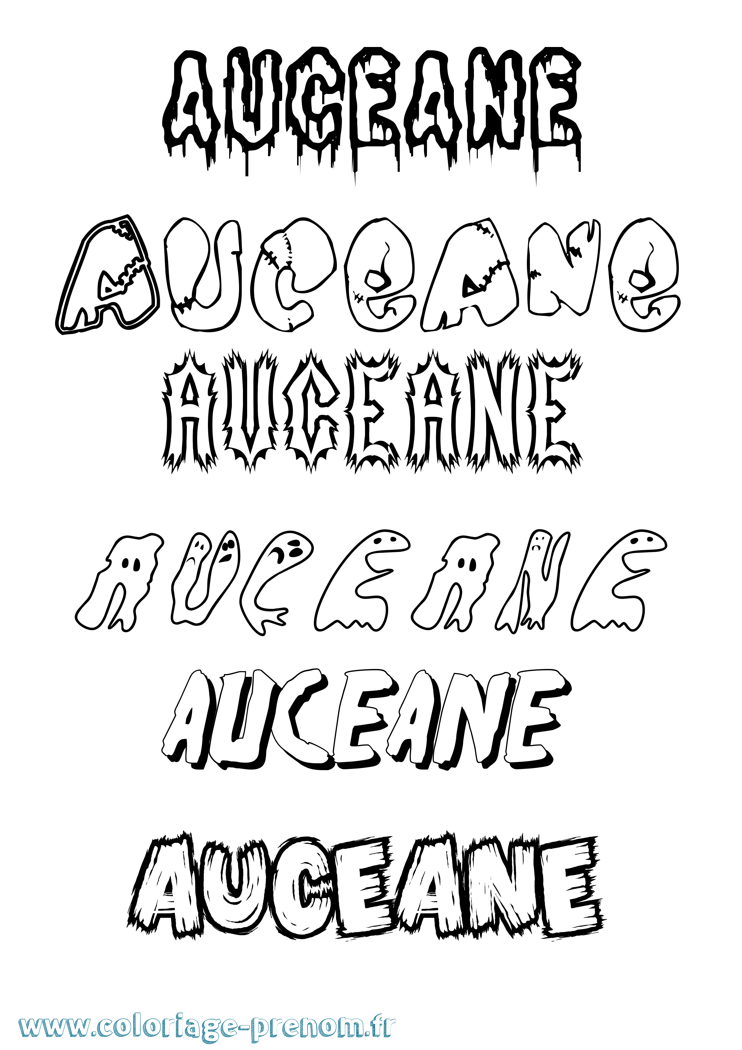 Coloriage prénom Auceane Frisson