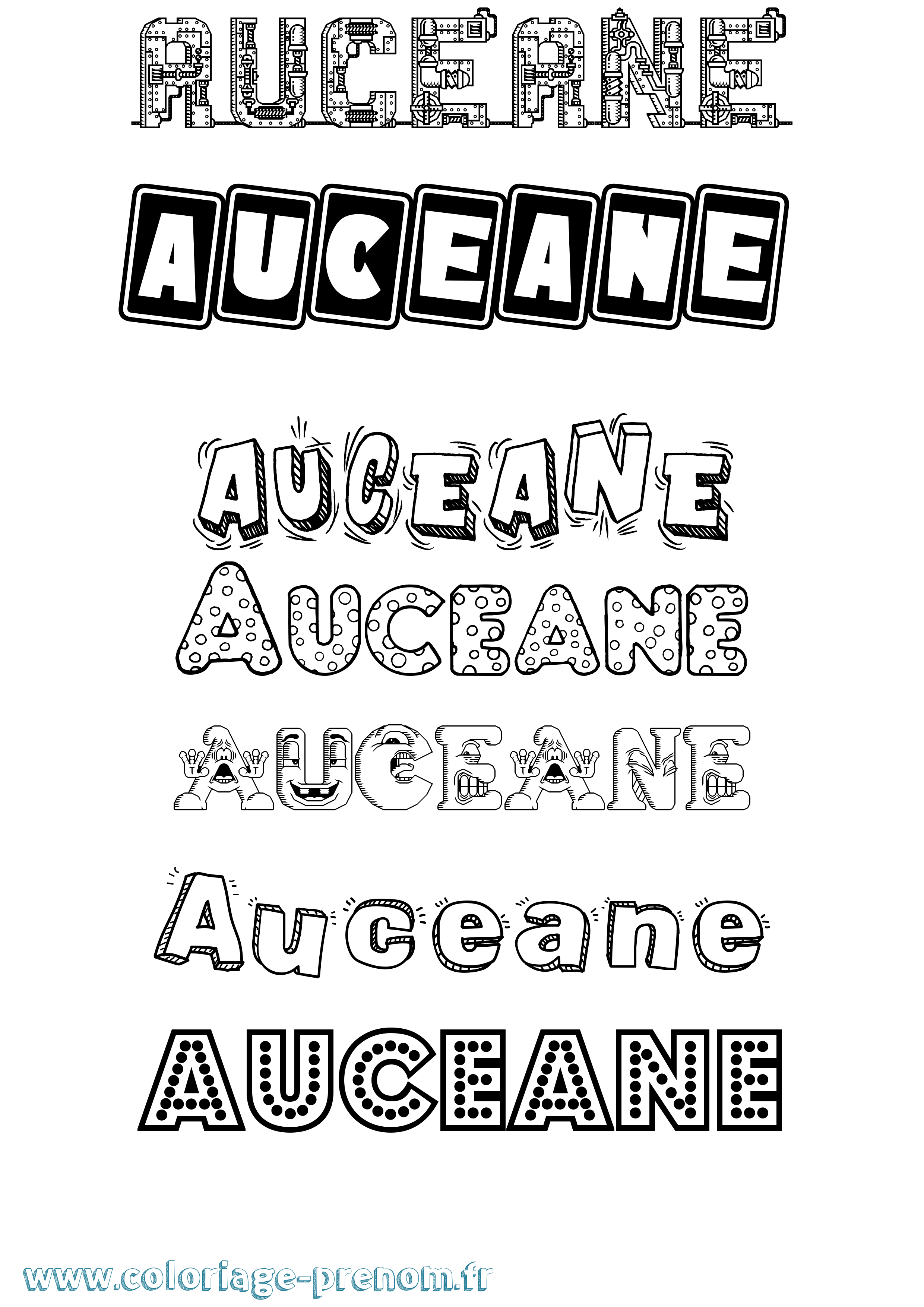 Coloriage prénom Auceane Fun