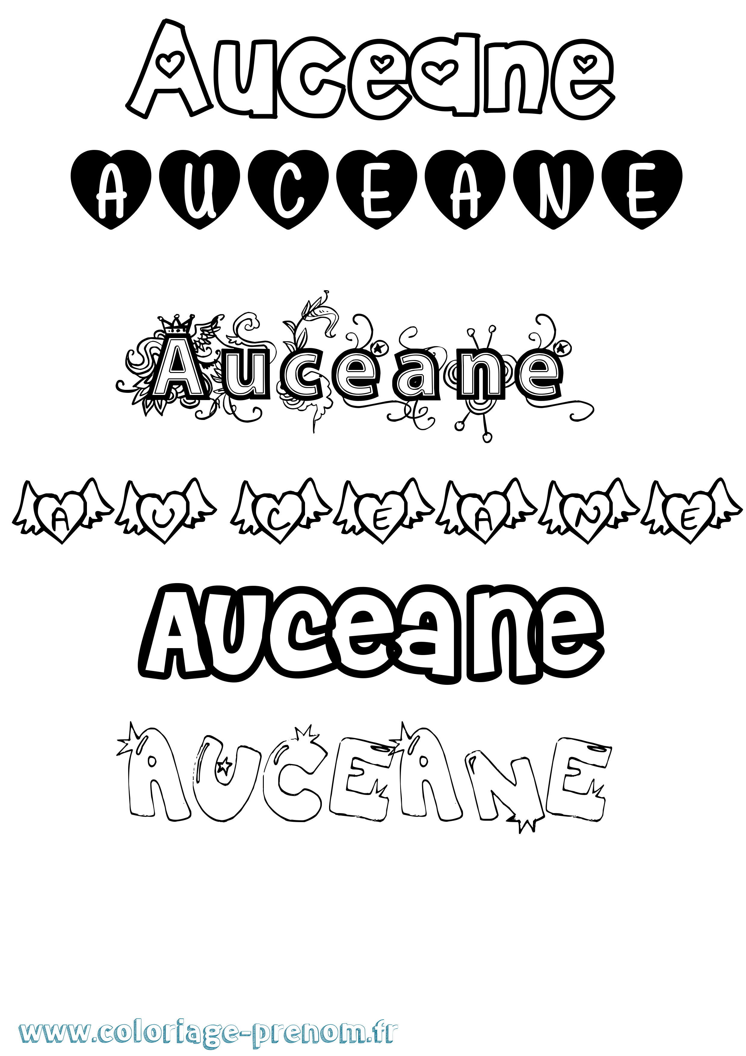 Coloriage prénom Auceane Girly