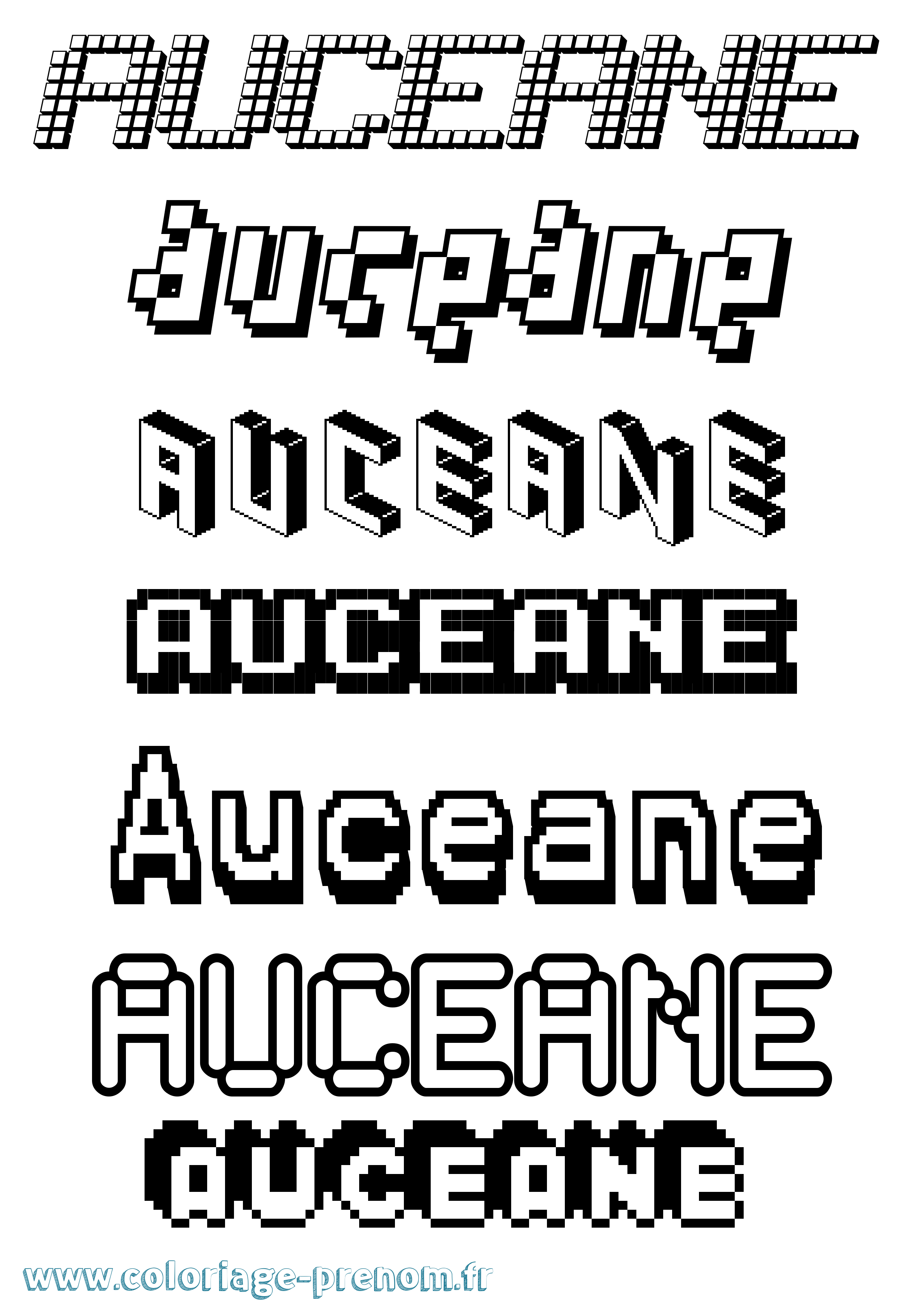 Coloriage prénom Auceane Pixel