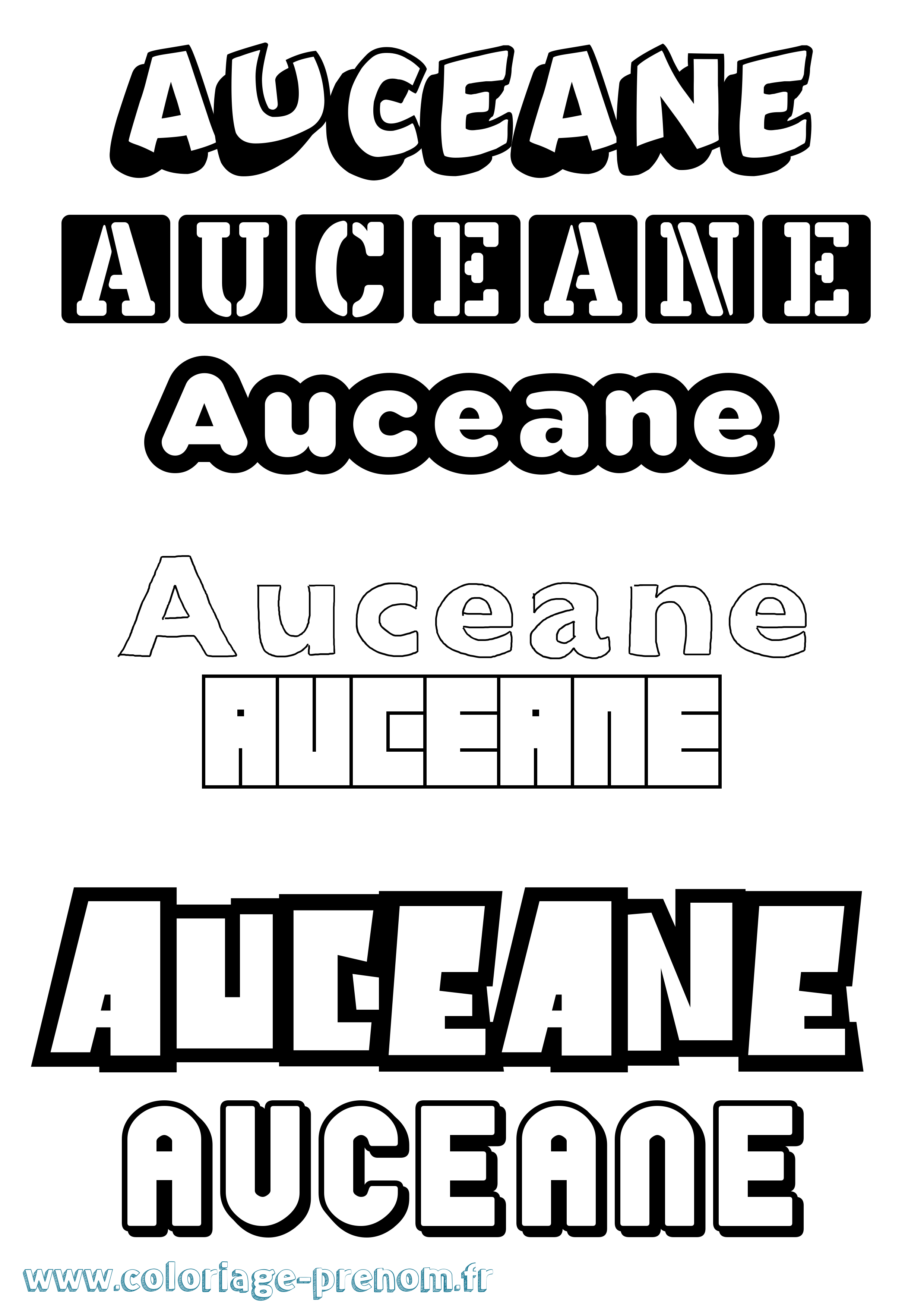 Coloriage prénom Auceane Simple