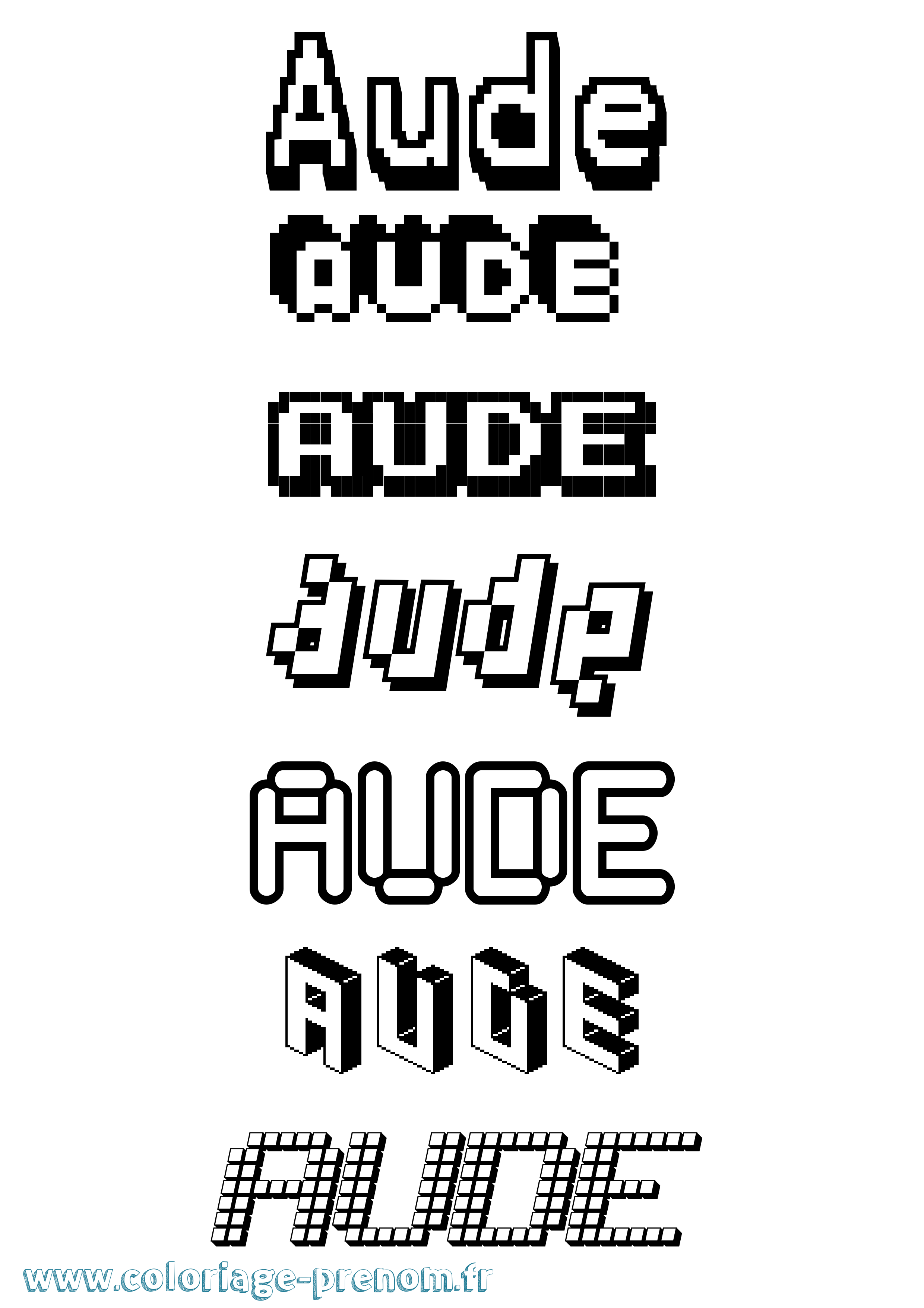 Coloriage prénom Aude