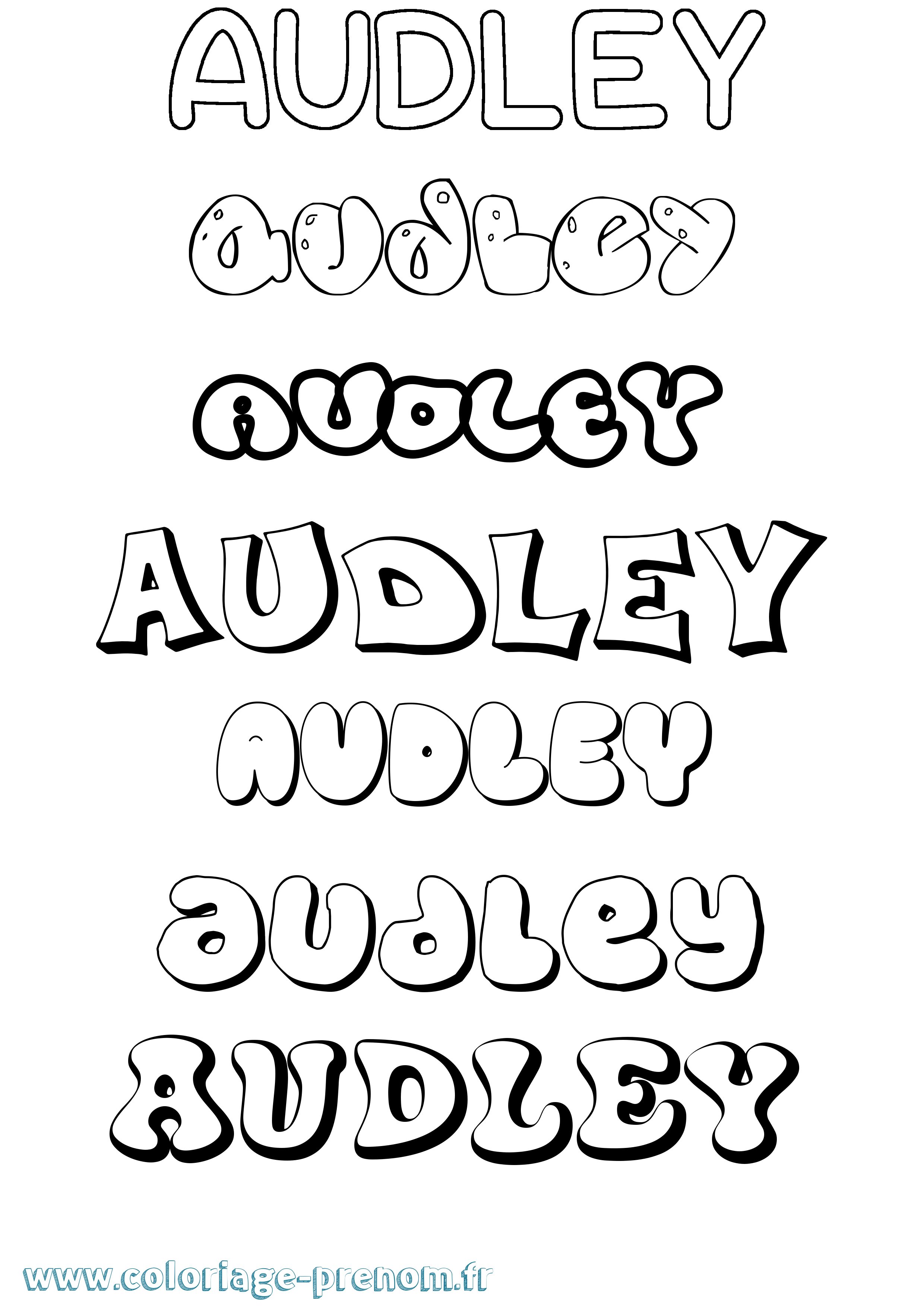 Coloriage prénom Audley Bubble