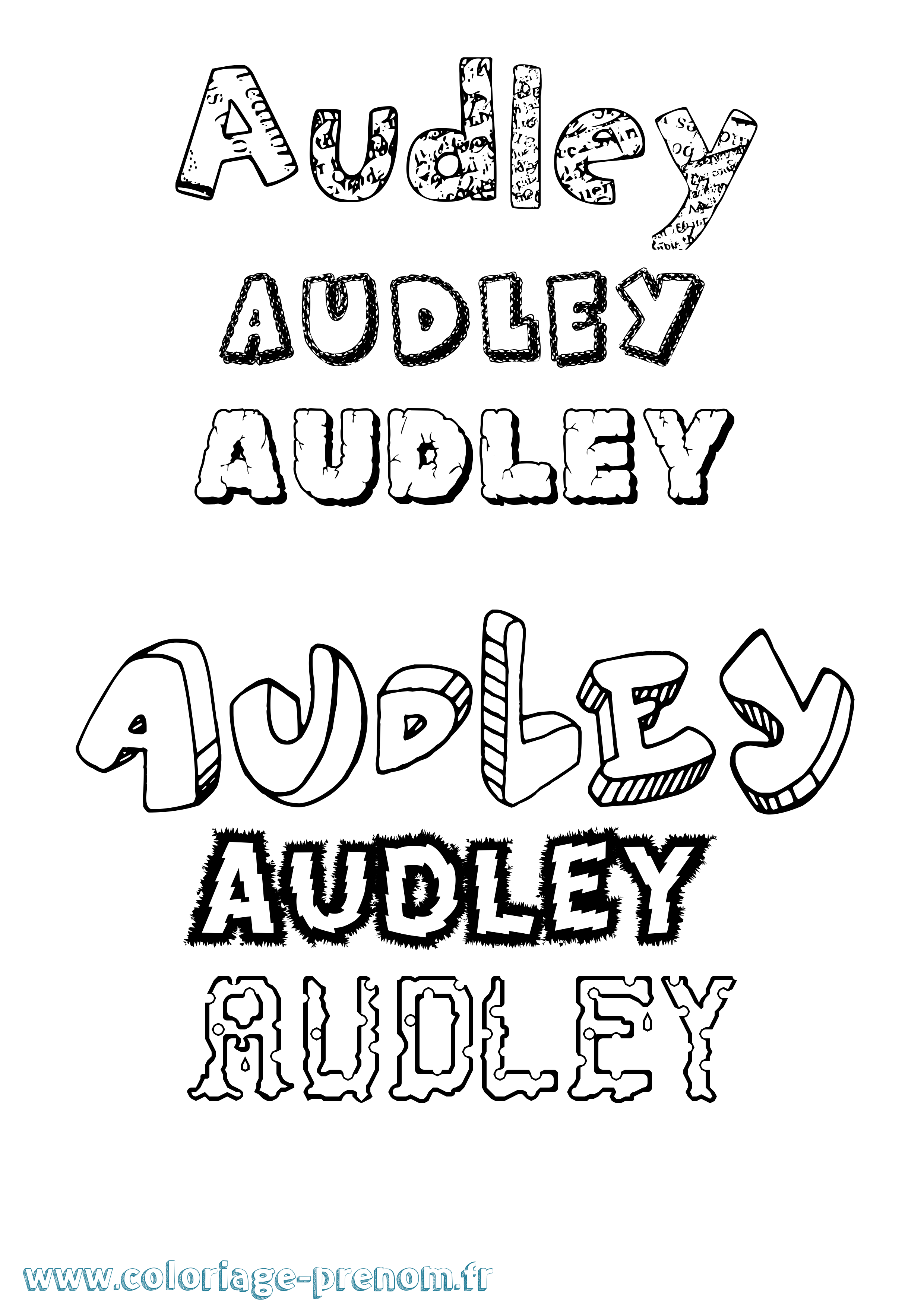 Coloriage Audley Destructuré Coloriage prénom Audley Destructuré