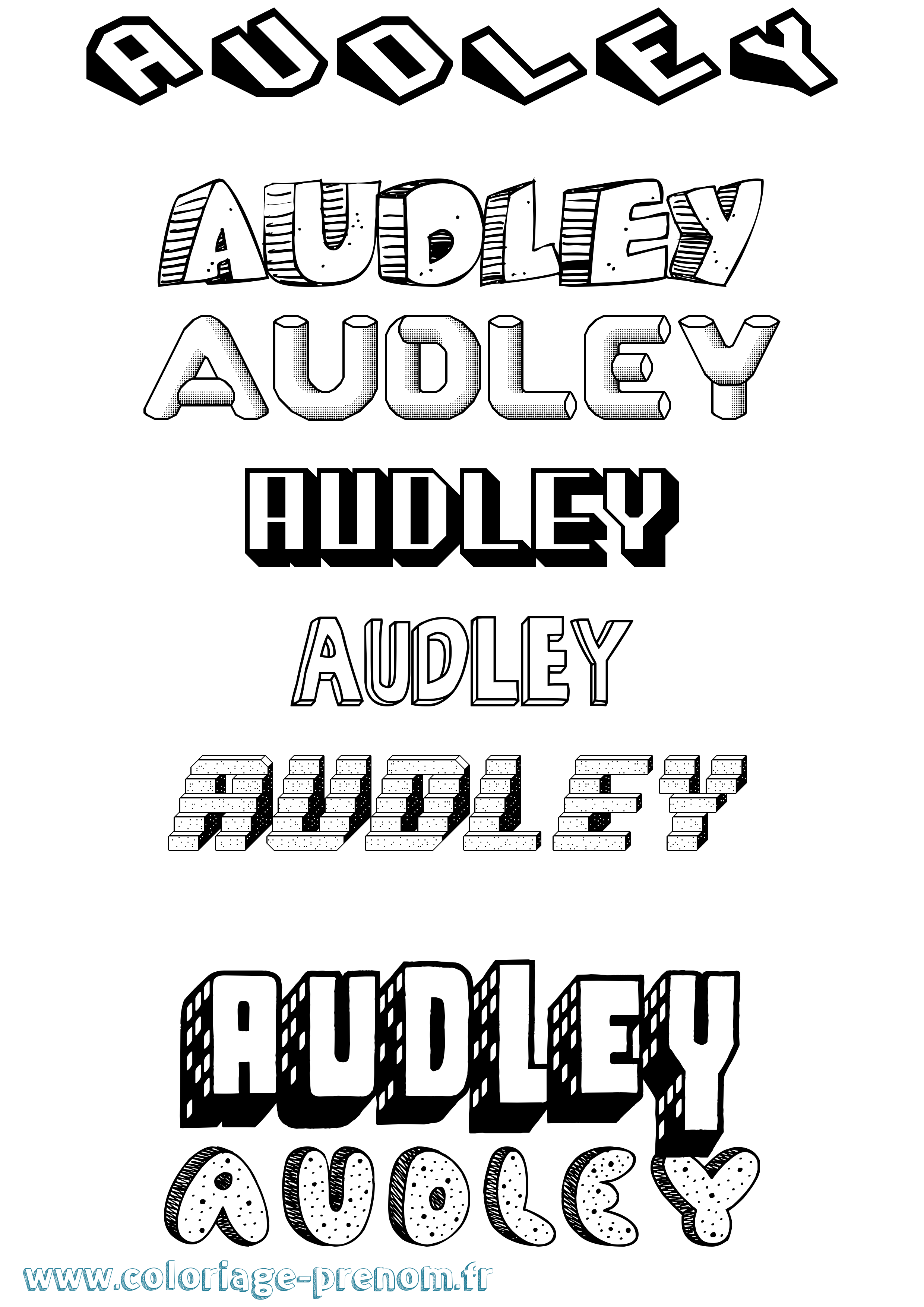 Coloriage Audley Effet 3D Coloriage prénom Audley Effet 3D