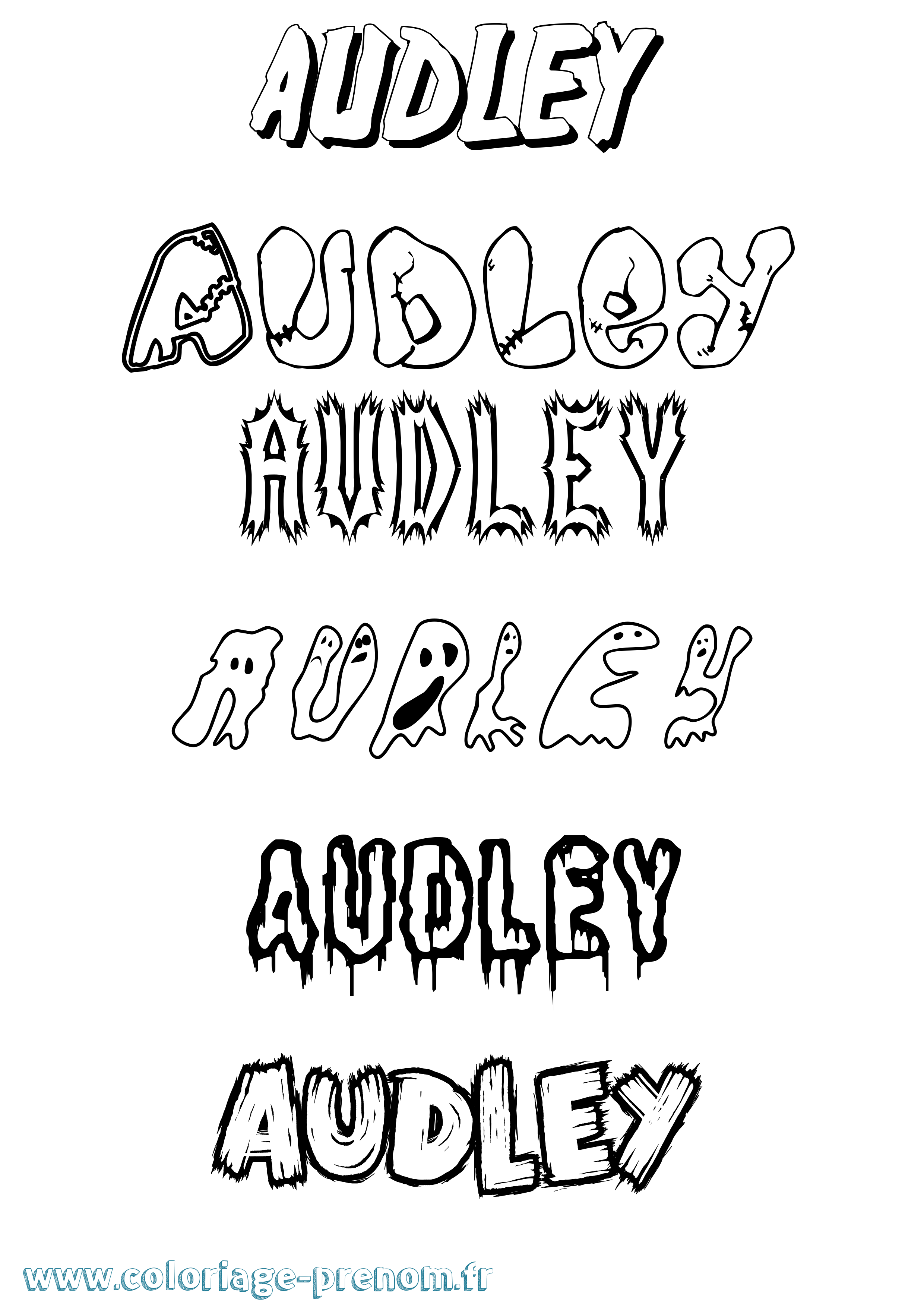 Coloriage prénom Audley Frisson
