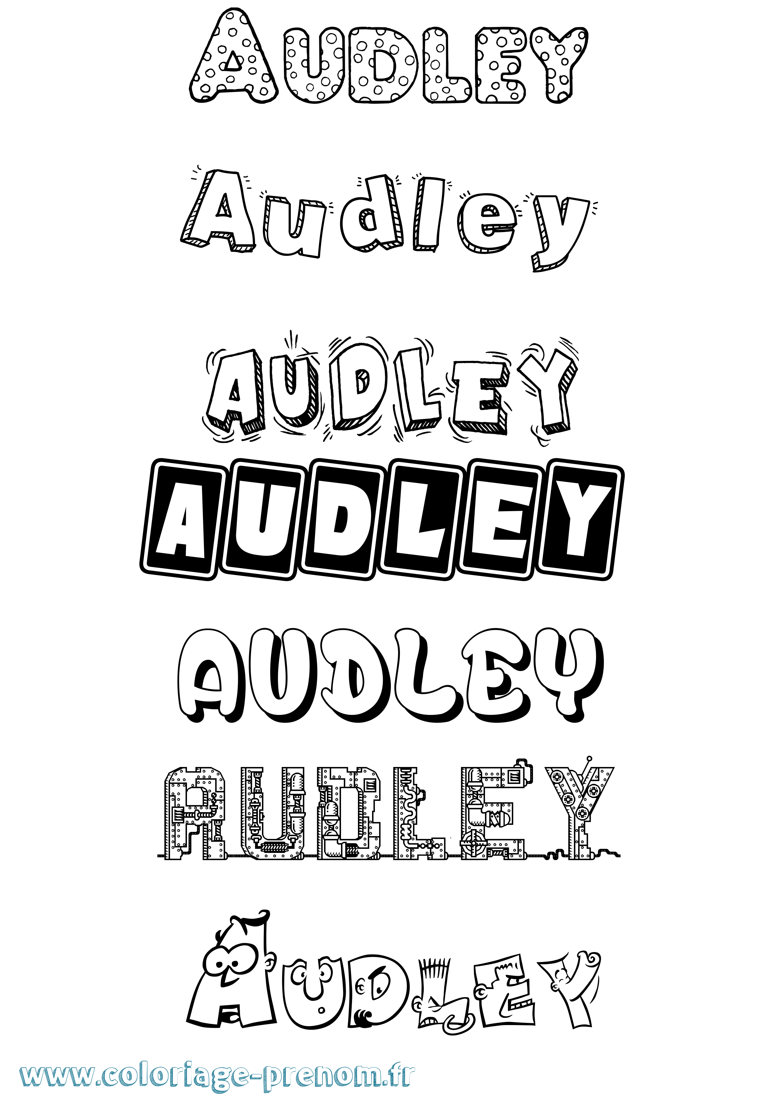 Coloriage prénom Audley Fun