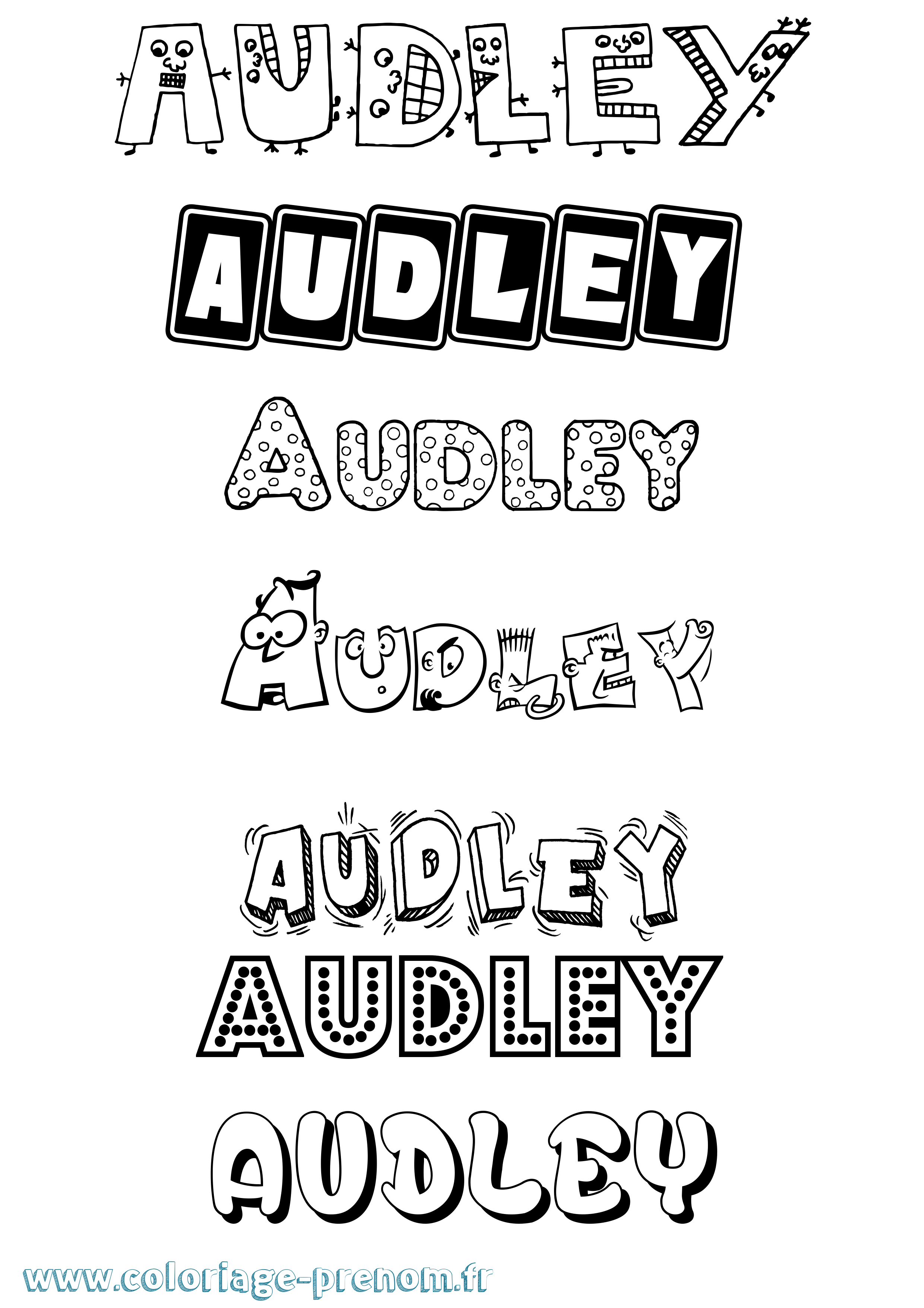 Coloriage Audley Fun Coloriage prénom Audley Fun