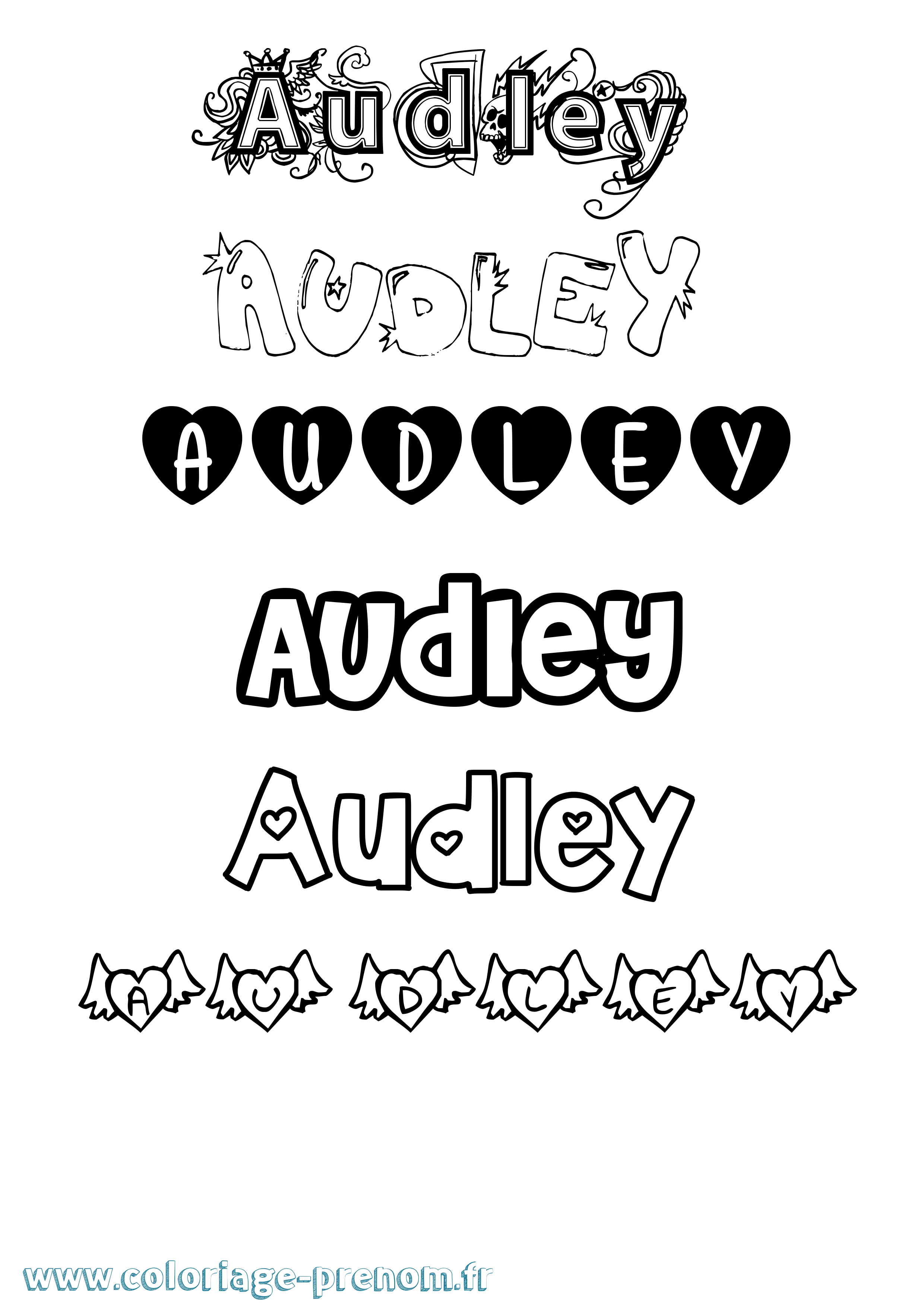 Coloriage Audley Girly Coloriage prénom Audley Girly