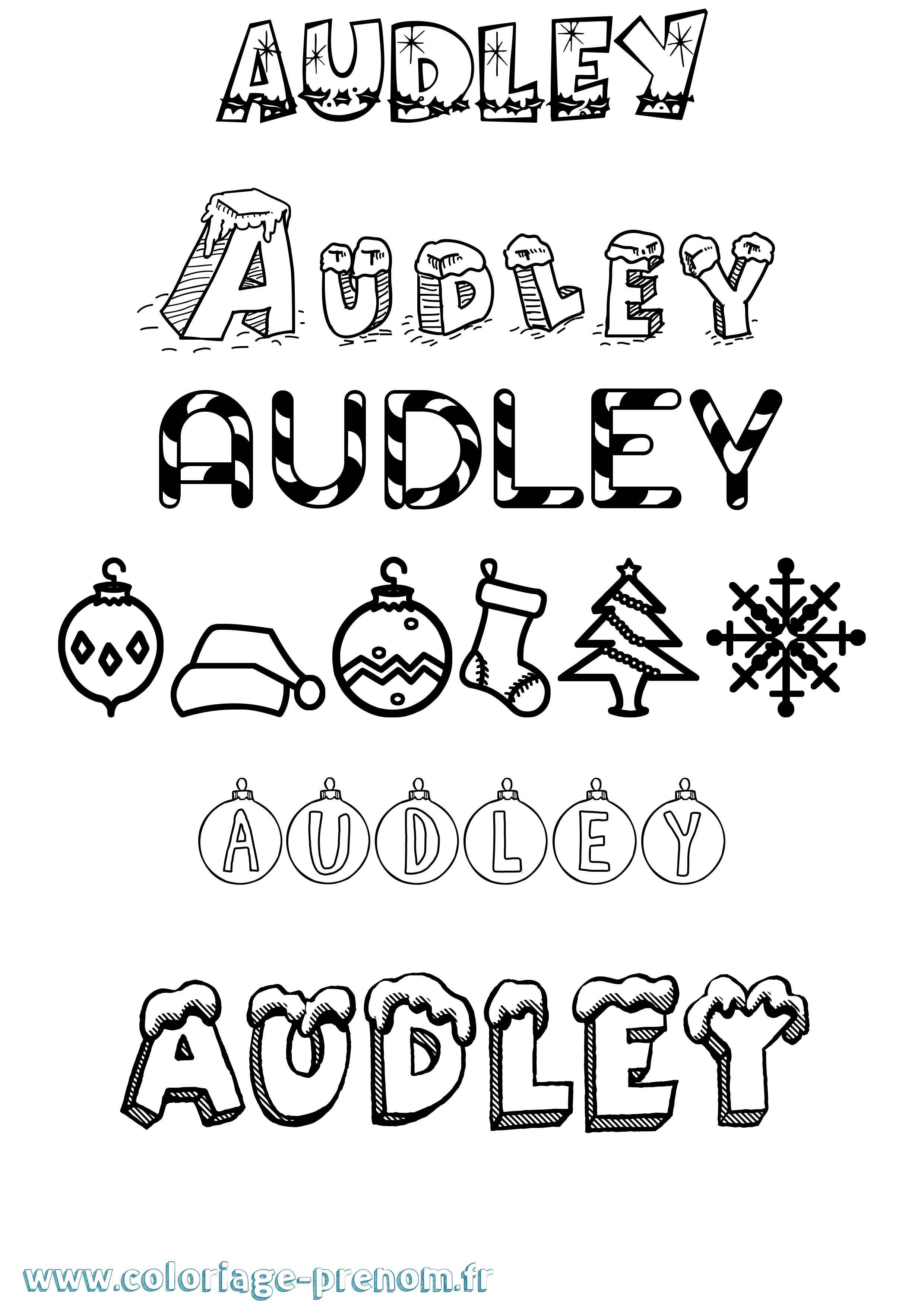 Coloriage Audley Noël Coloriage prénom Audley Noël