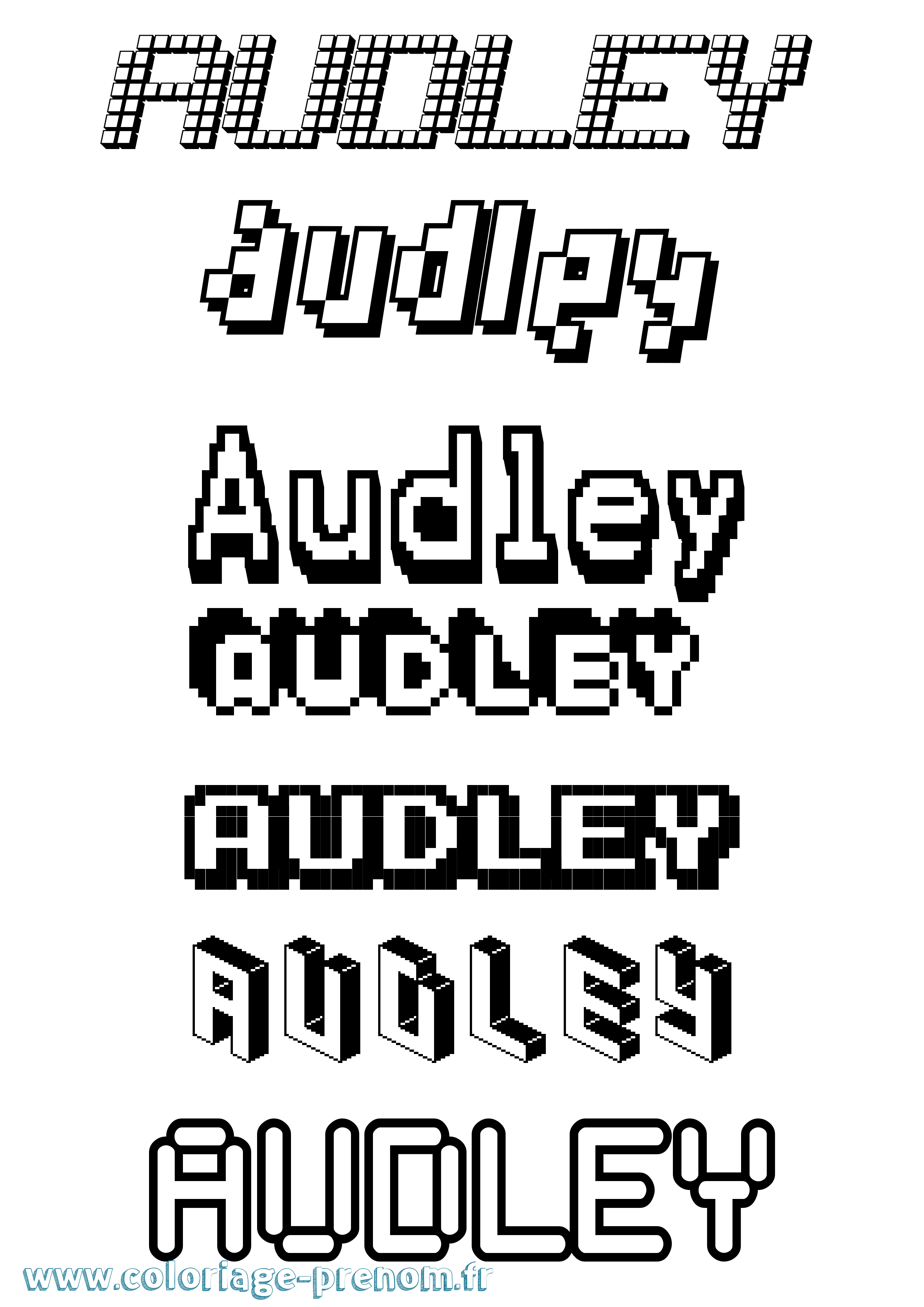 Coloriage prénom Audley Pixel