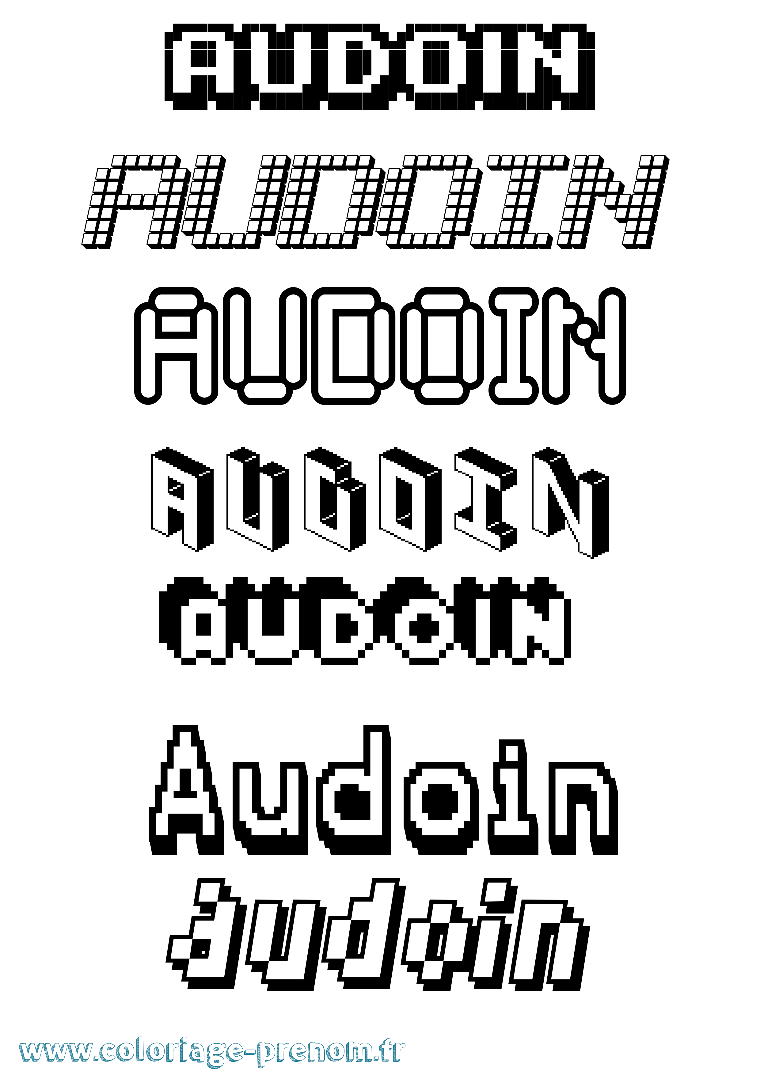 Coloriage prénom Audoin Pixel