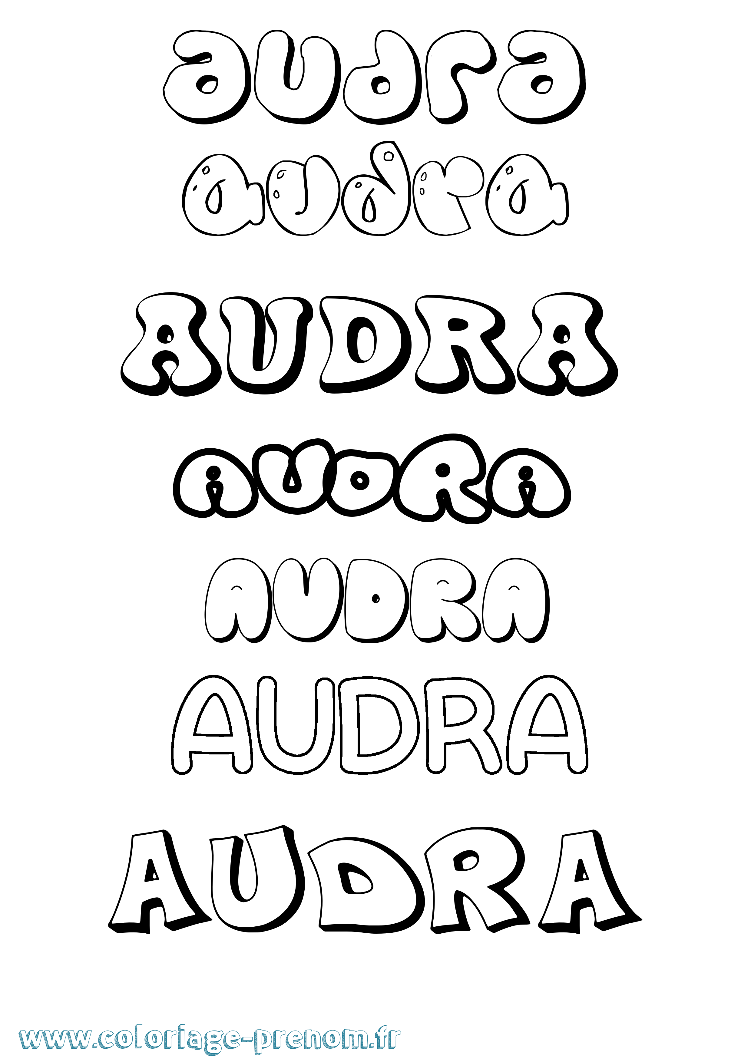 Coloriage Audra Bubble Coloriage prénom Audra Bubble