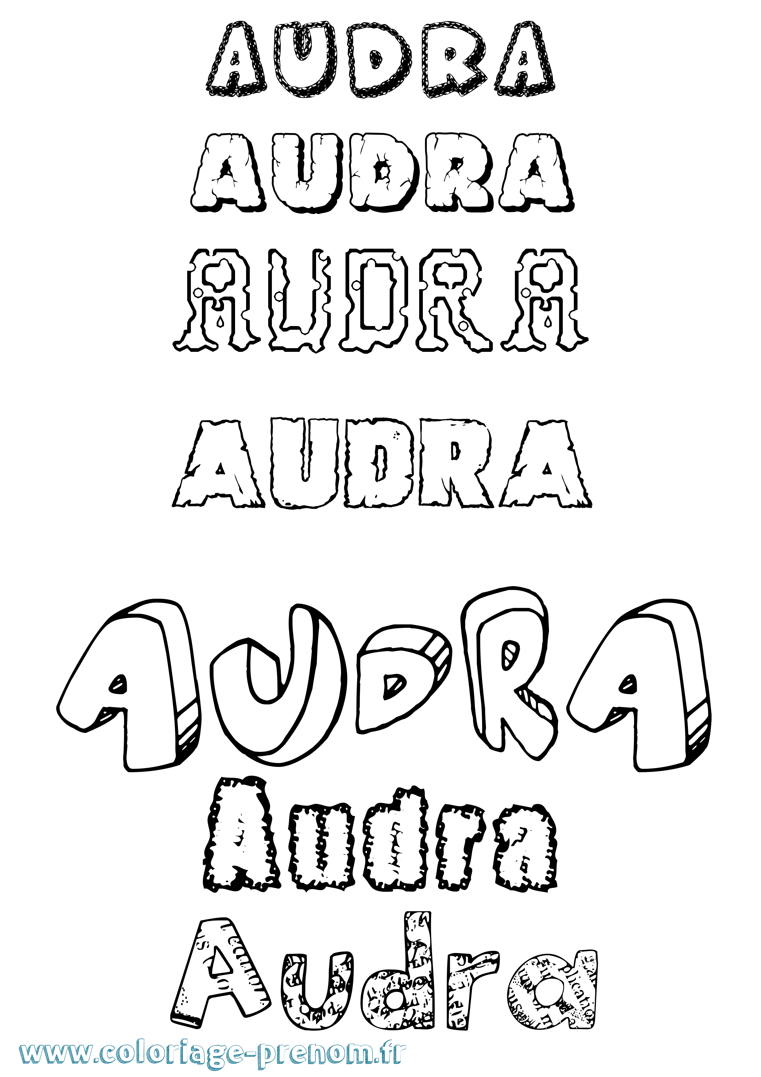 Coloriage Audra Destructuré Coloriage prénom Audra Destructuré