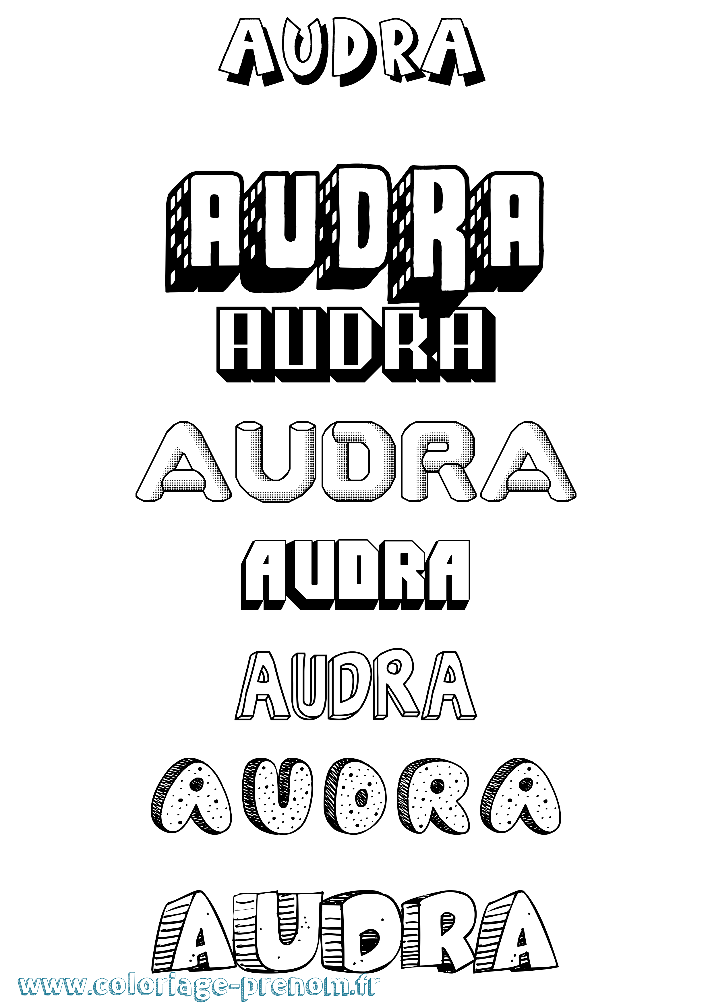 Coloriage Audra Effet 3D Coloriage prénom Audra Effet 3D