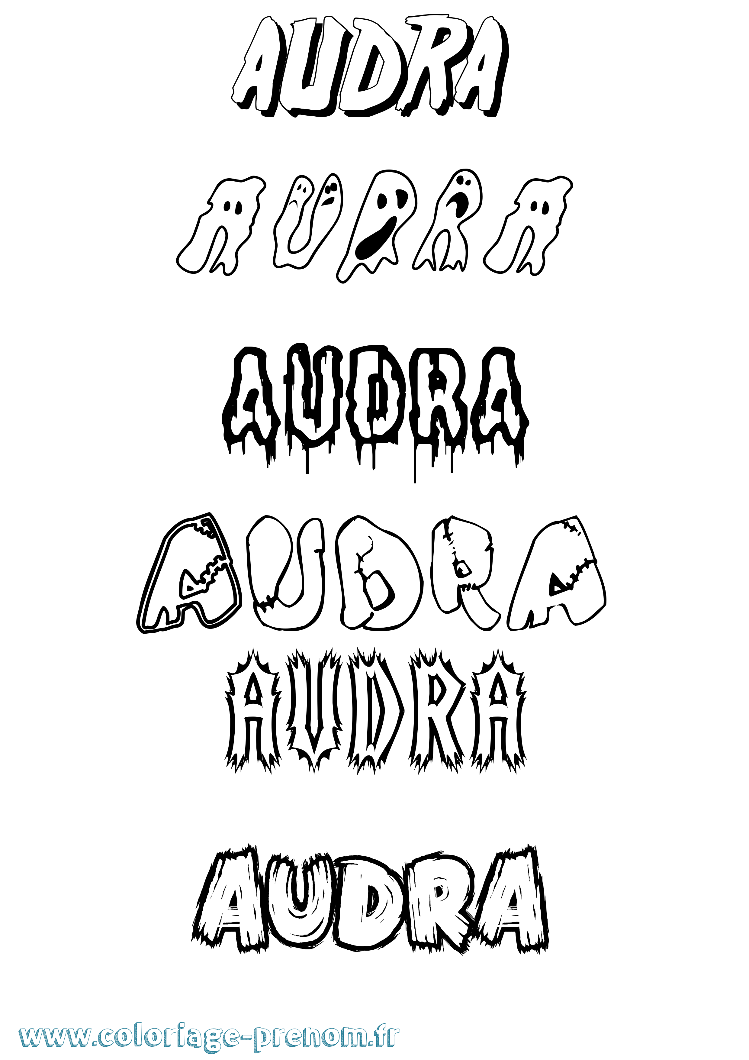 Coloriage prénom Audra Frisson