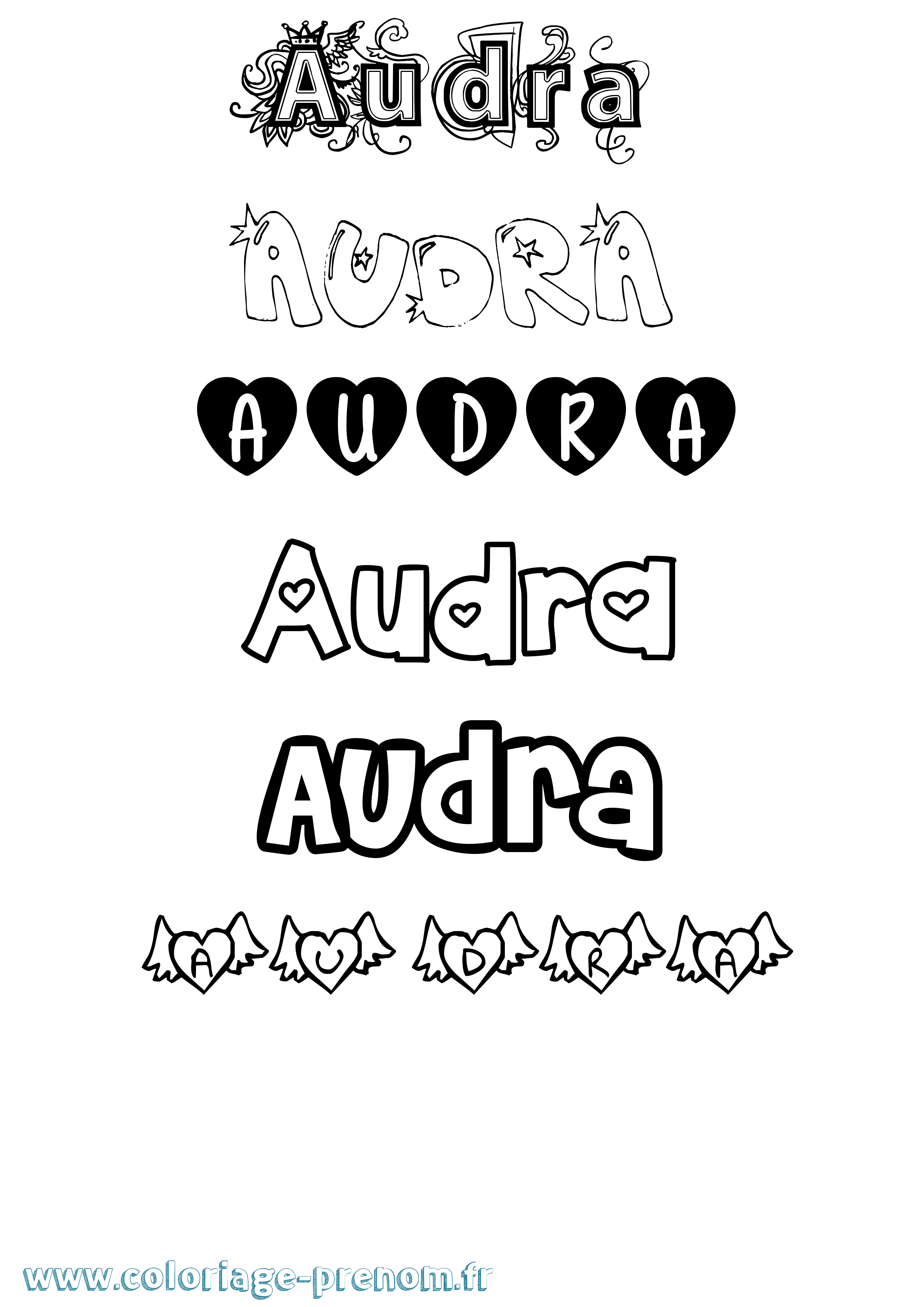 Coloriage Audra Girly Coloriage prénom Audra Girly