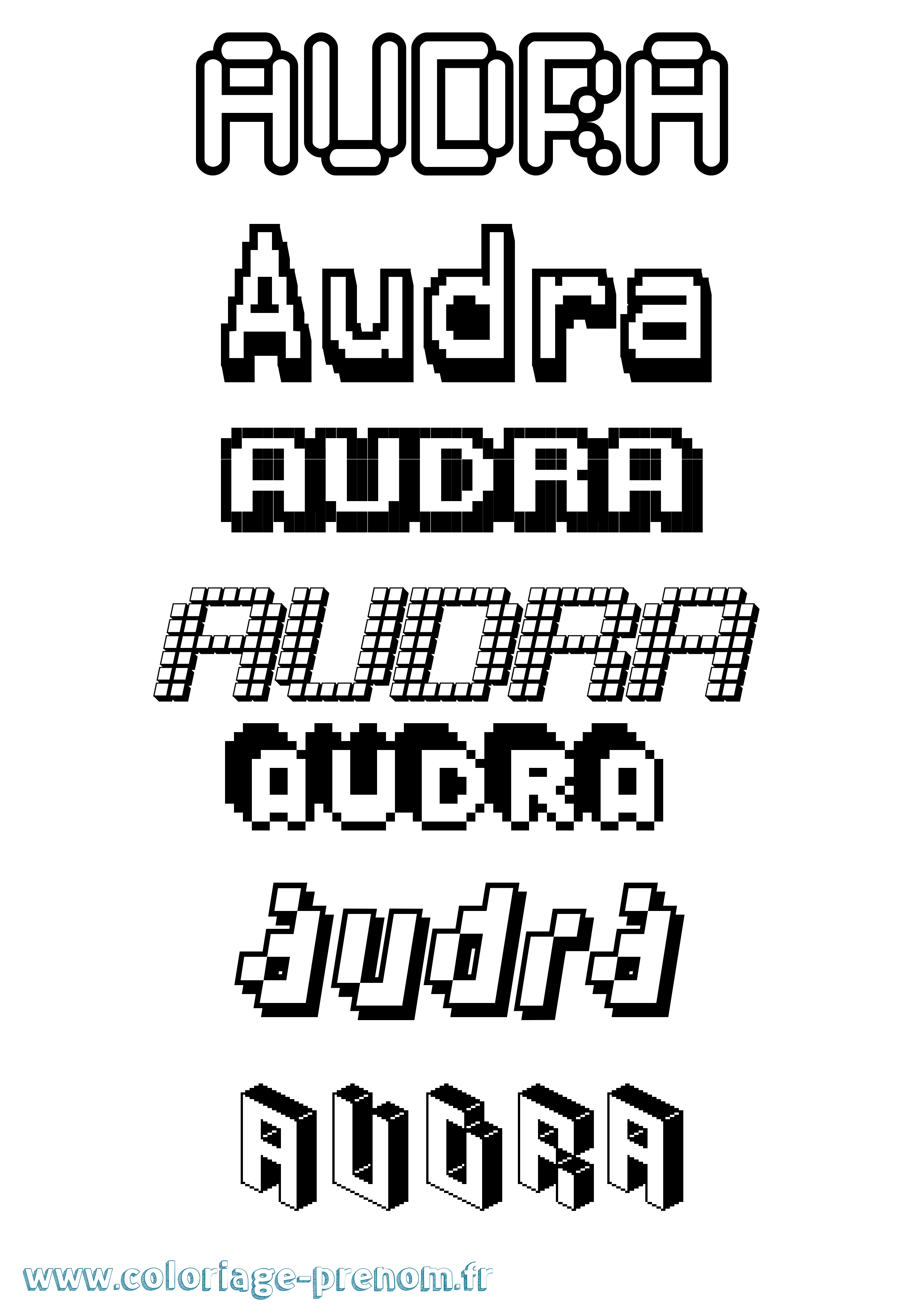 Coloriage prénom Audra Pixel